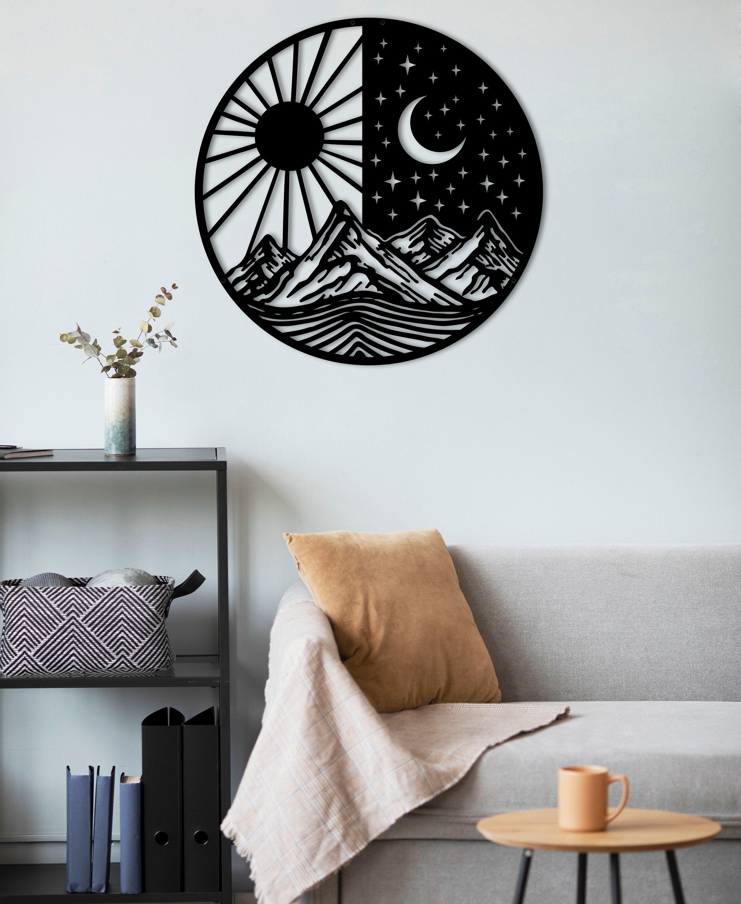 Moon Phase Waall Decor, Metal Wall Decor, Oversized Wall Decor, Farmho ...