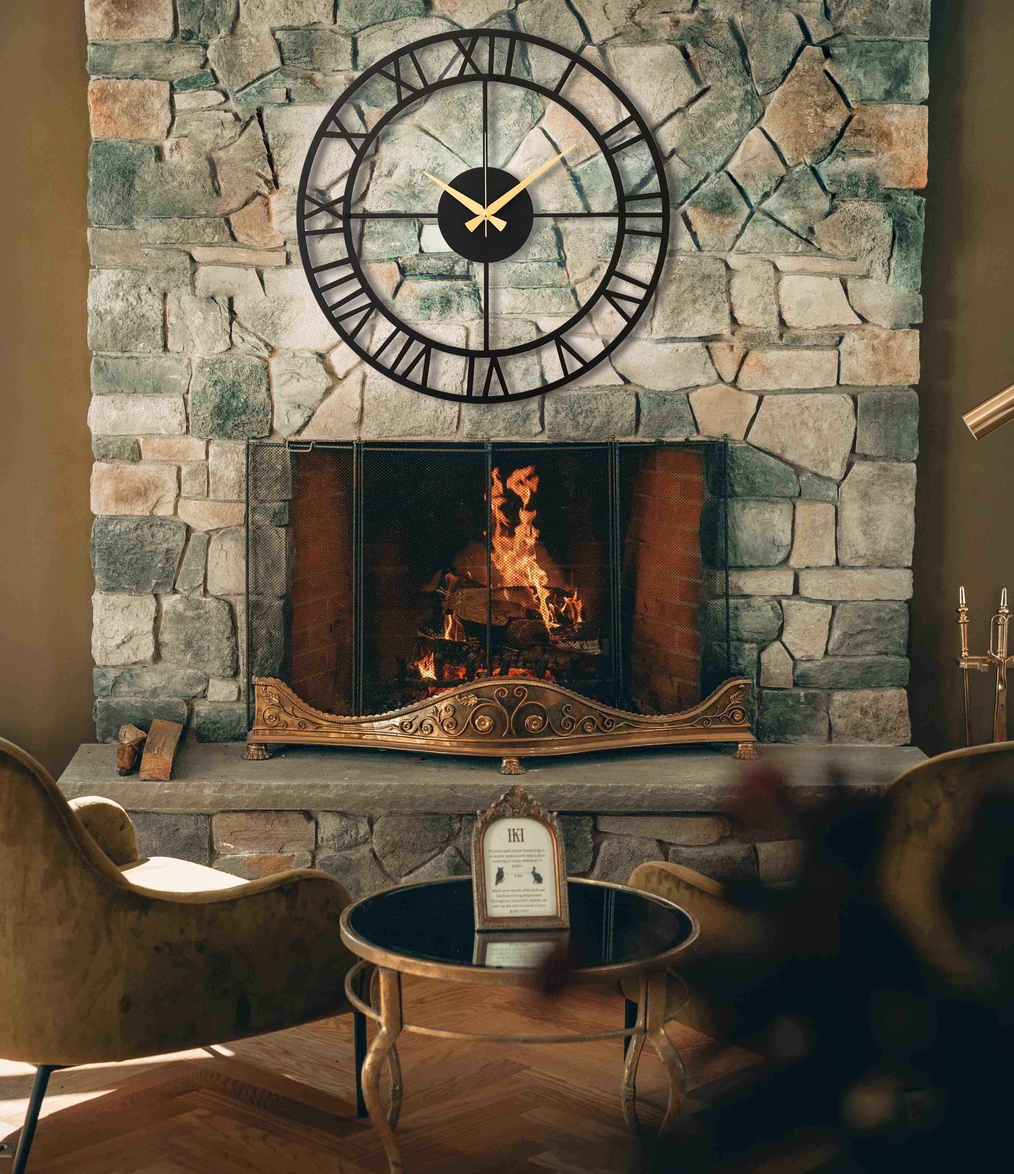 Black Silent Wall Clock With Roman Numbers