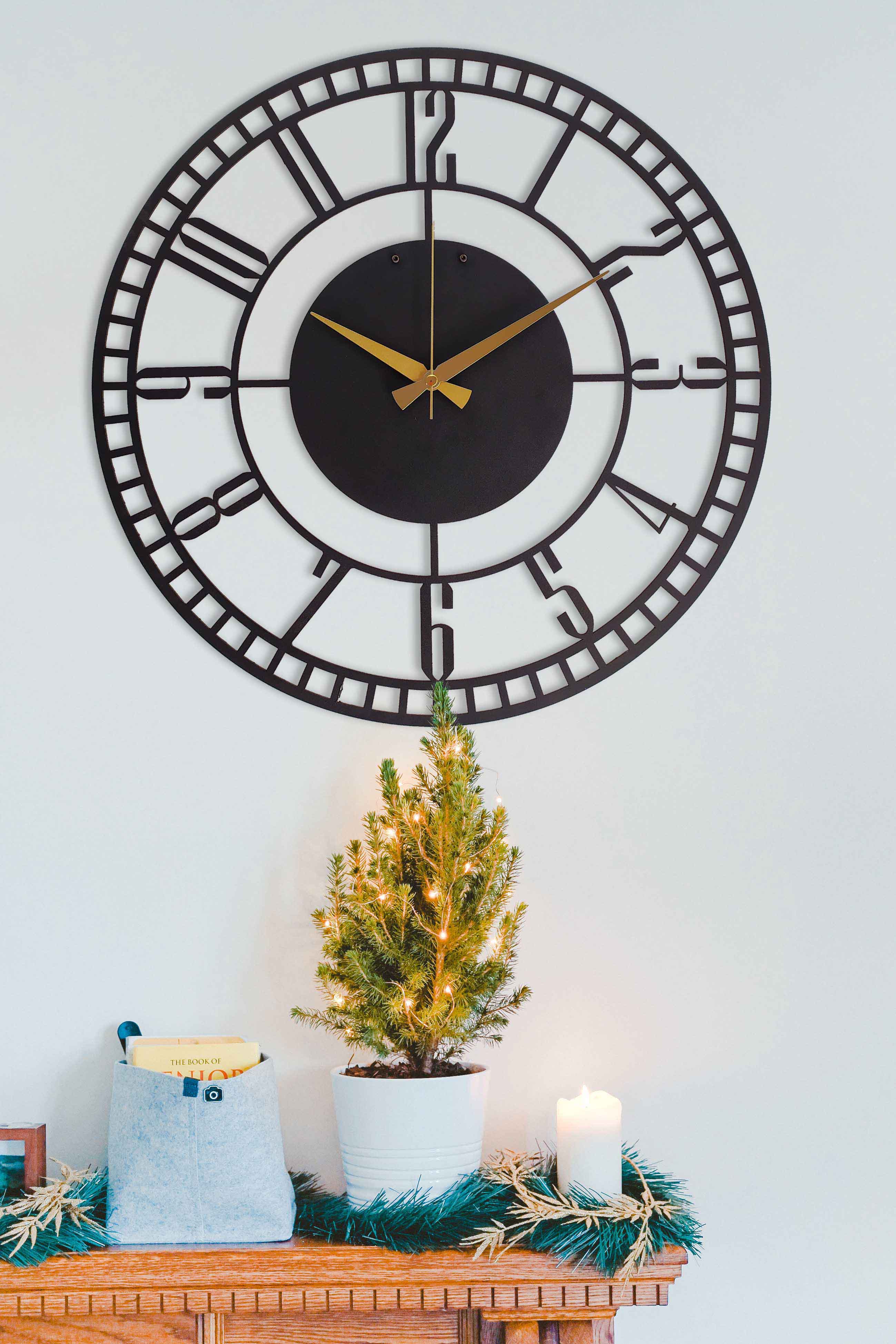 Black Modern Oversized Wall Clock