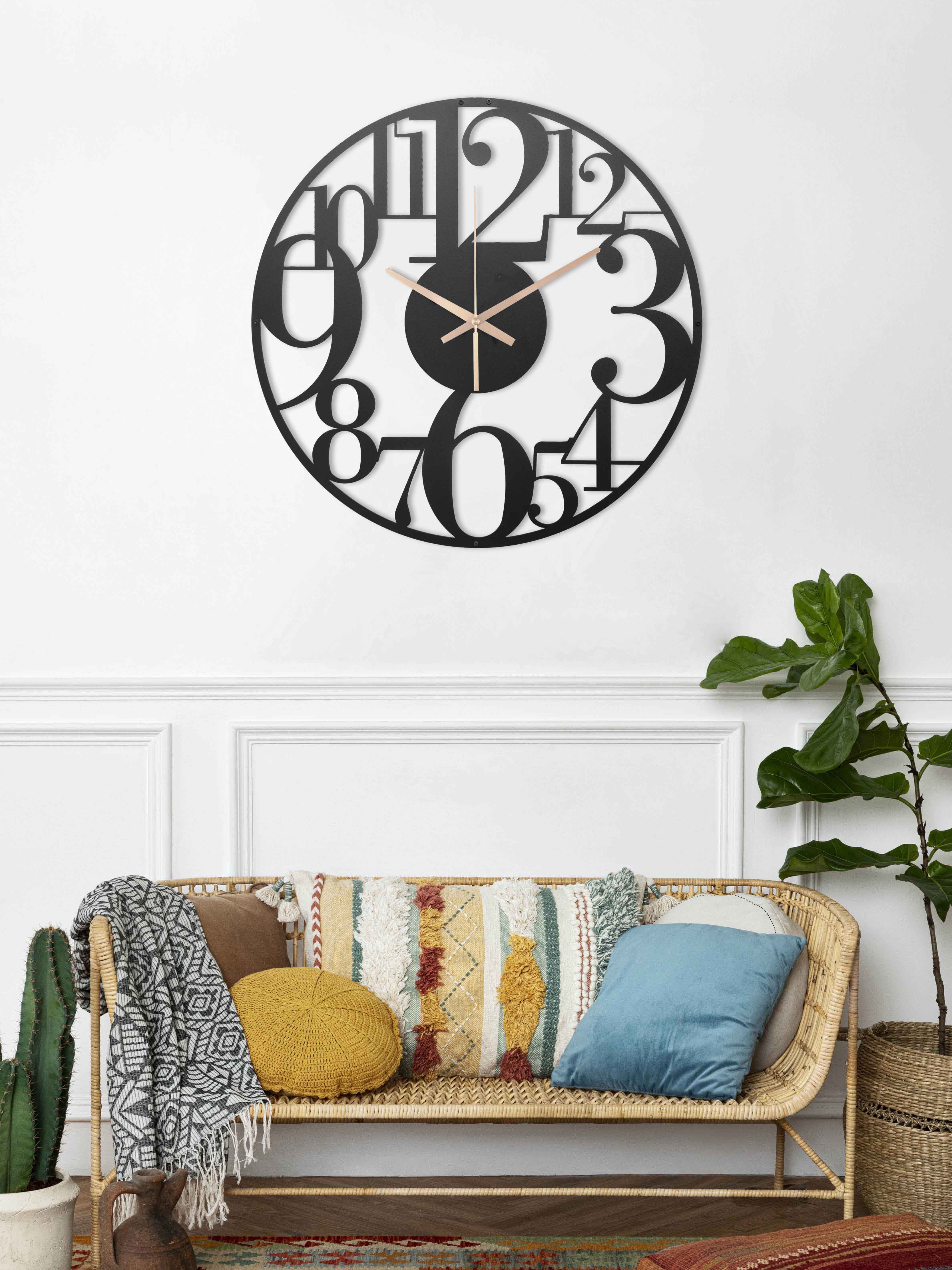 35 inch Asymmetric Clock, Oversized Wall Clock, Extra Large Clock, Unique Wall Clock With Numbers, Boho Wall Clock, Big Clocks For Wall