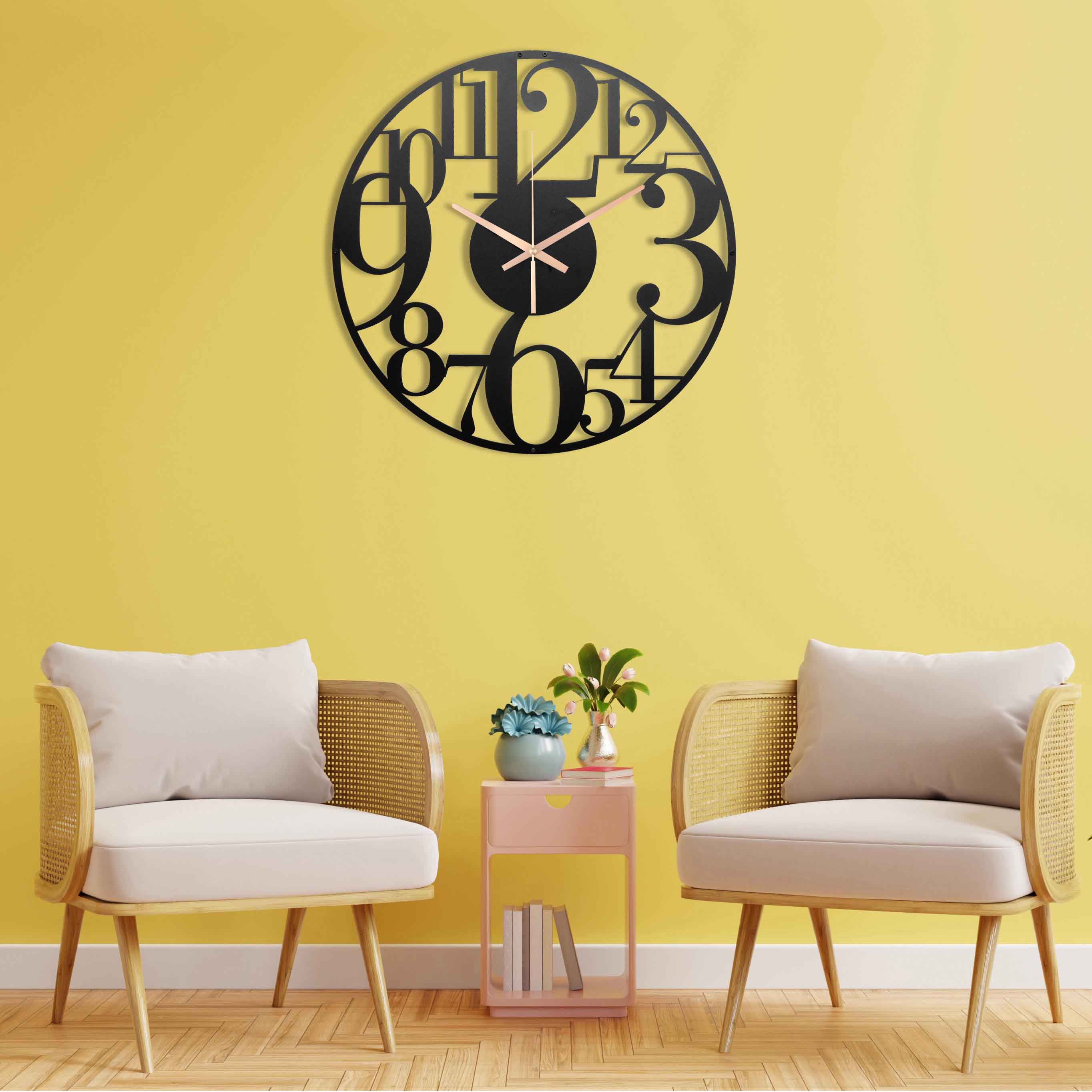 35 inch Asymmetric Clock, Oversized Wall Clock, Extra Large Clock, Unique Wall Clock With Numbers, Boho Wall Clock, Big Clocks For Wall