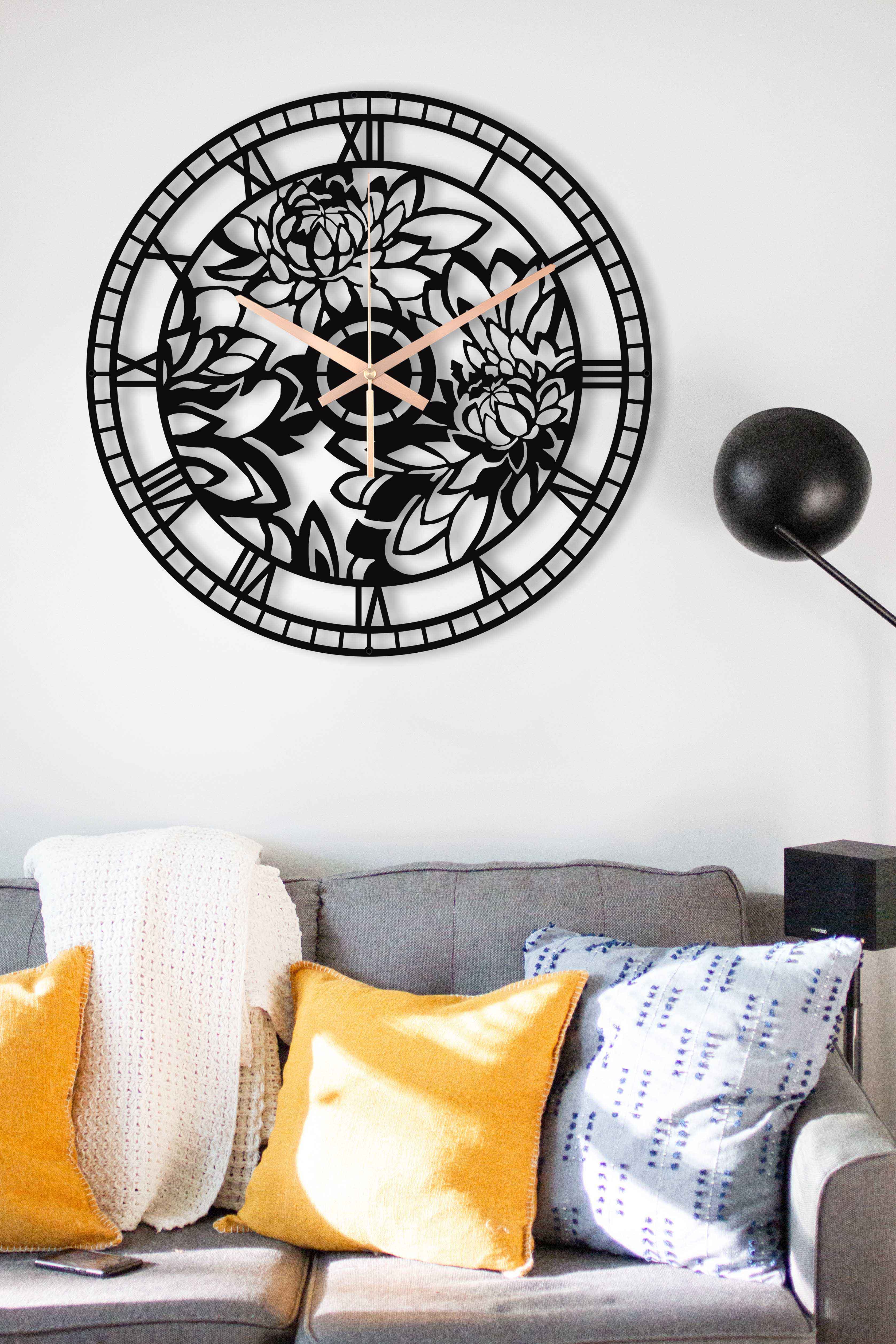 Dark Flower Wall Clock