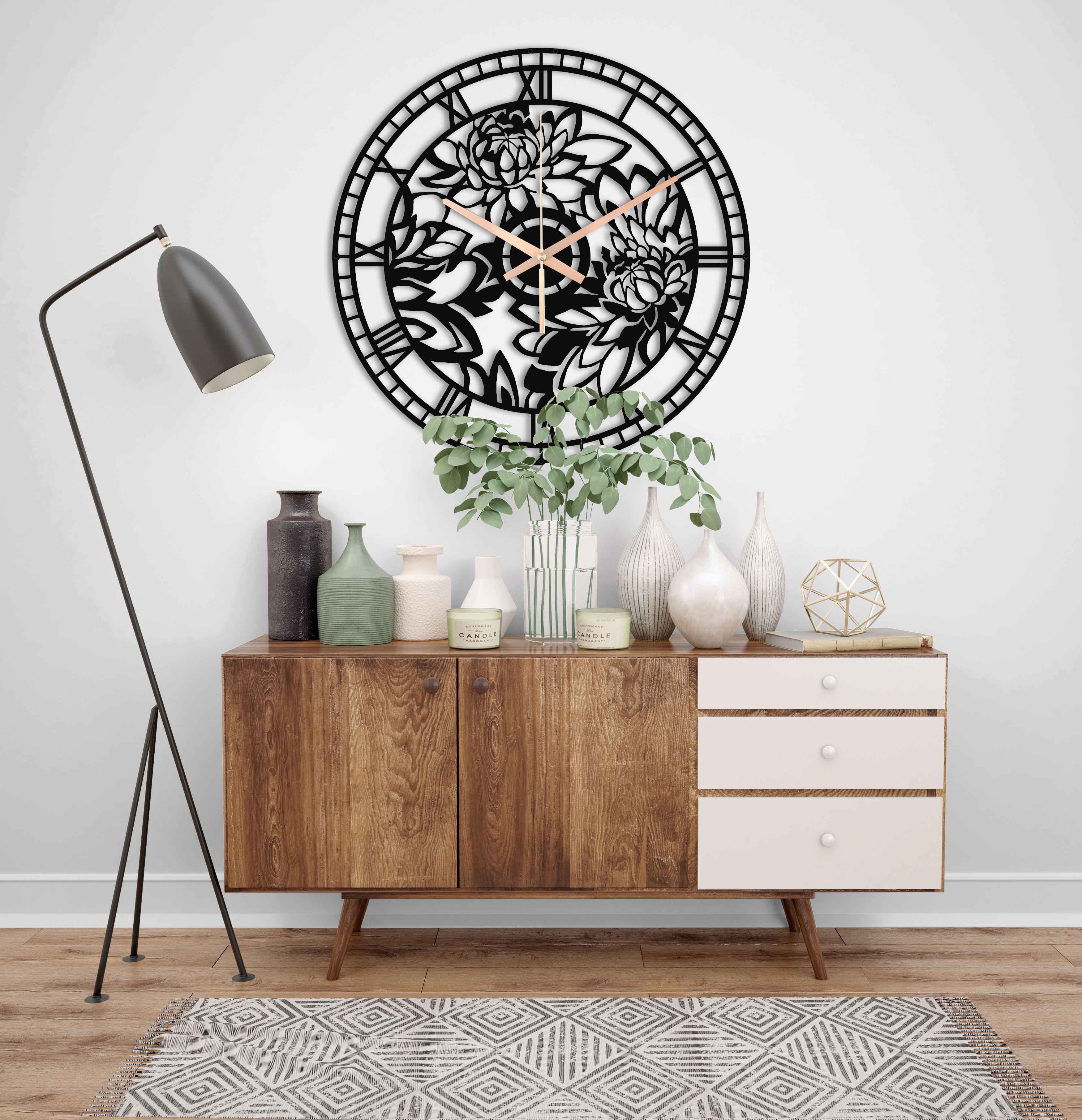 Dark Flower Wall Clock