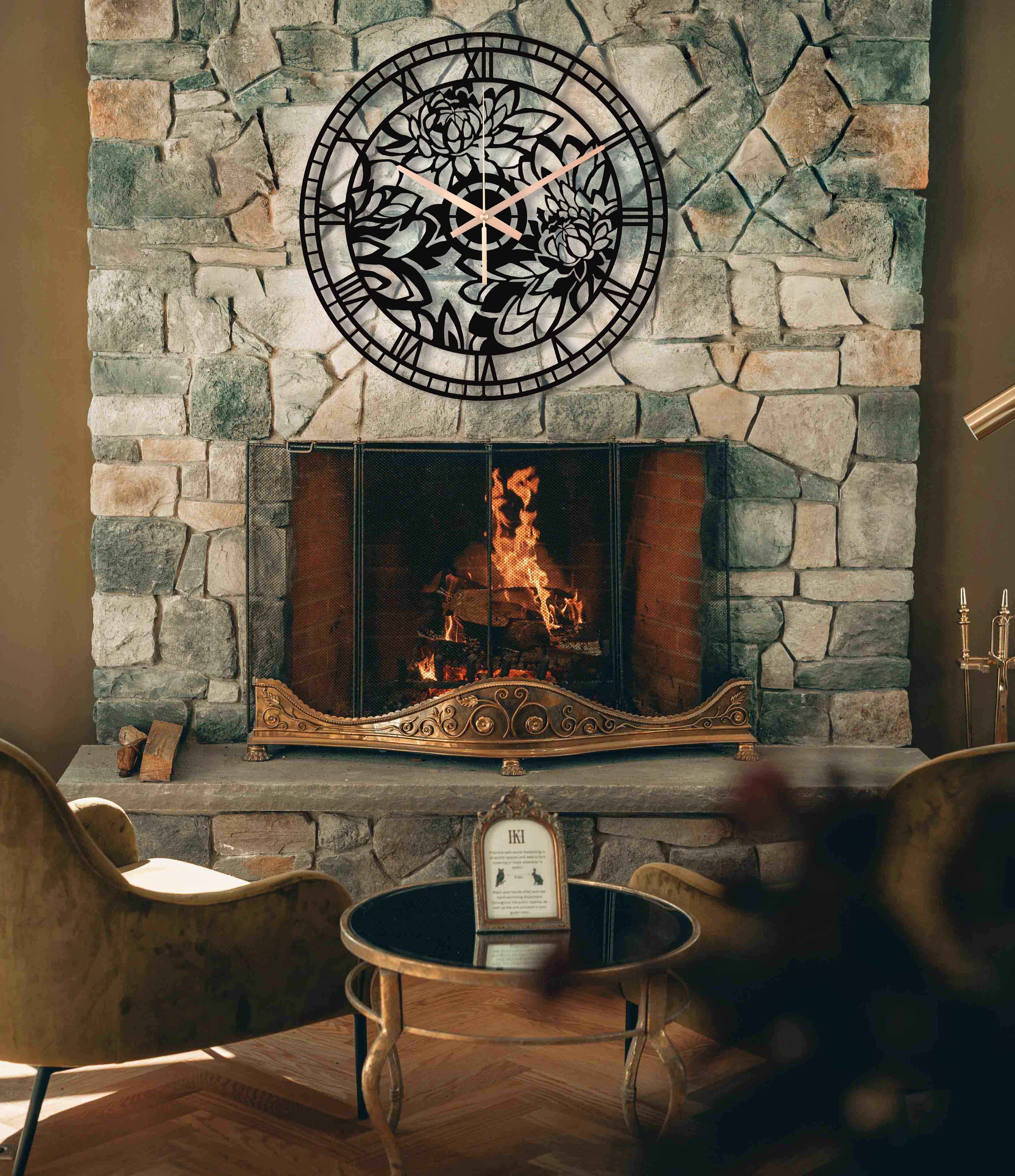 Dark Flower Wall Clock