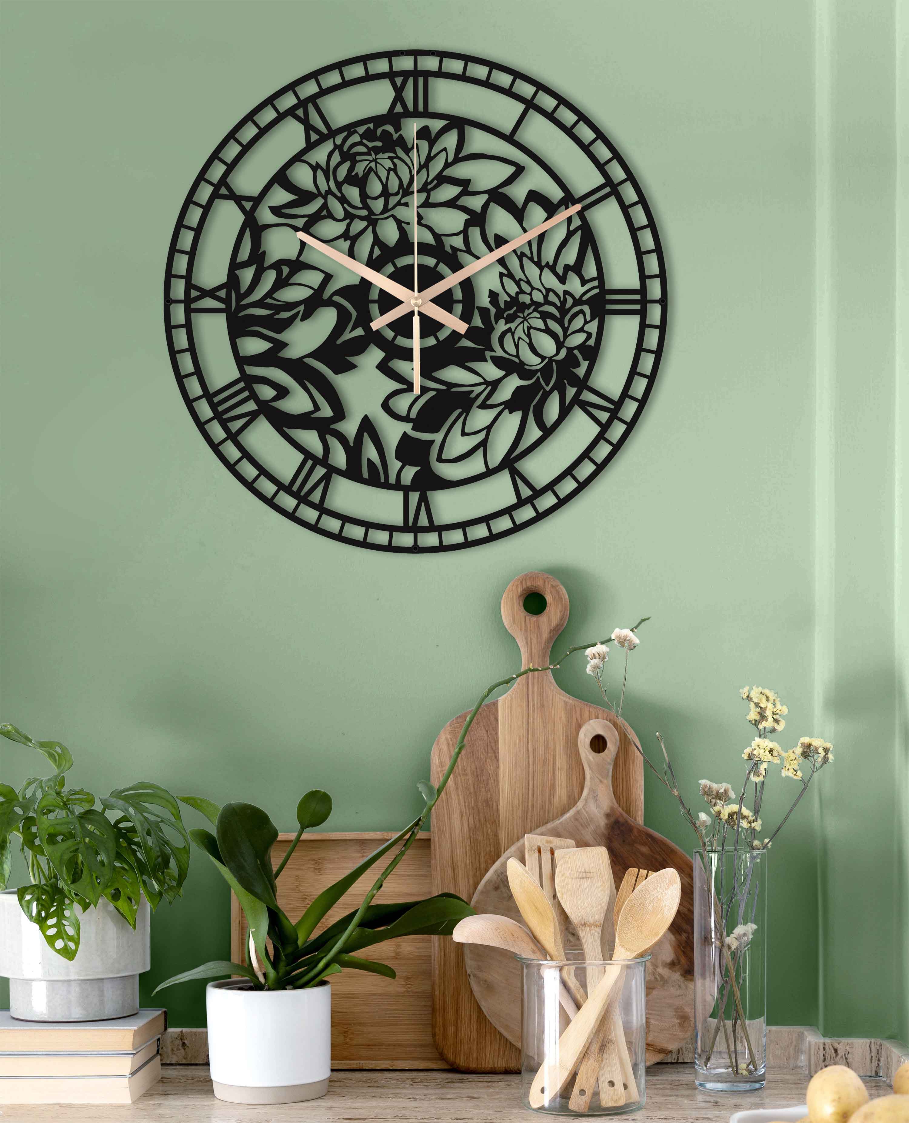 Dark Flower Wall Clock
