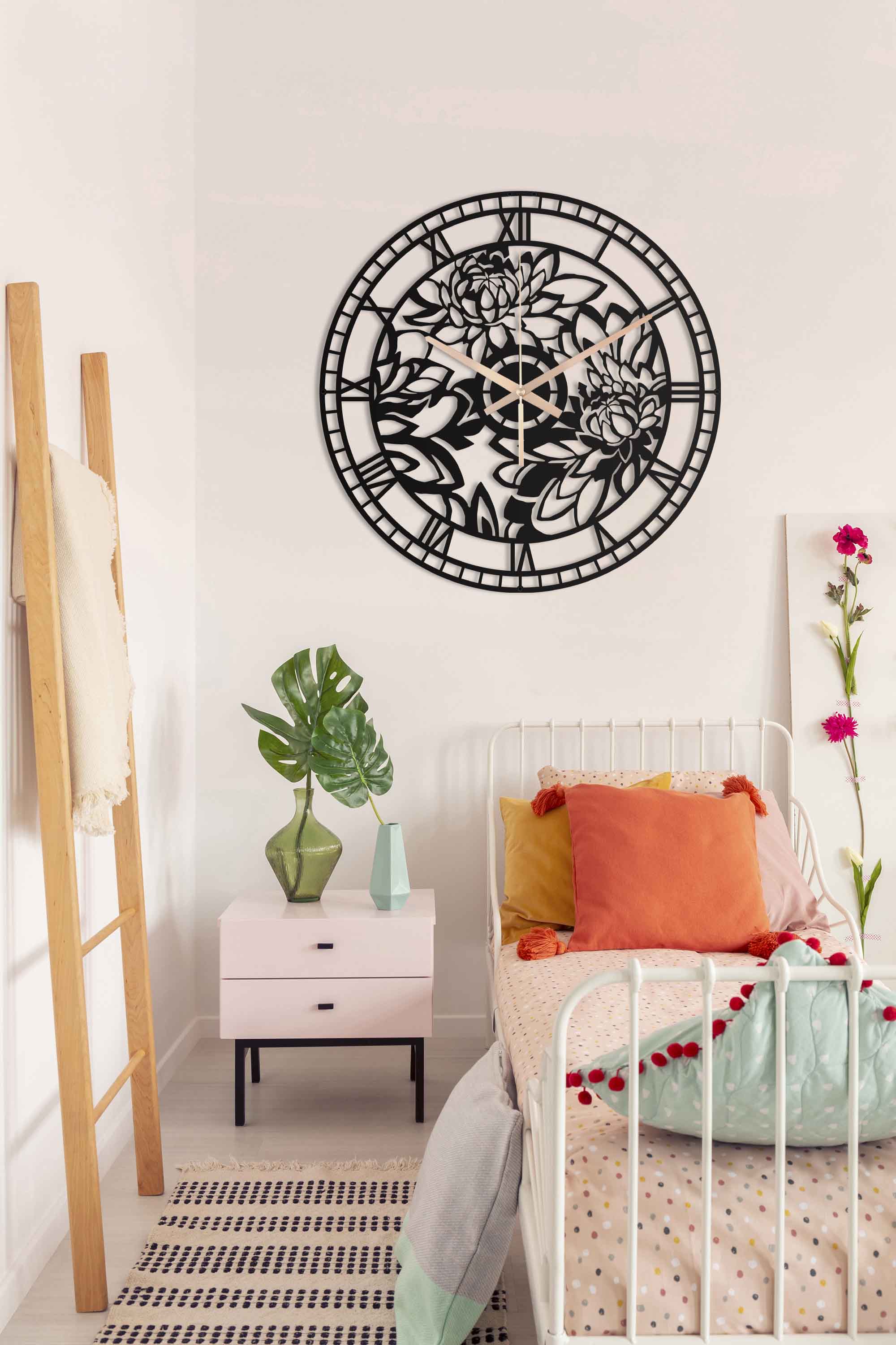 Dark Flower Wall Clock