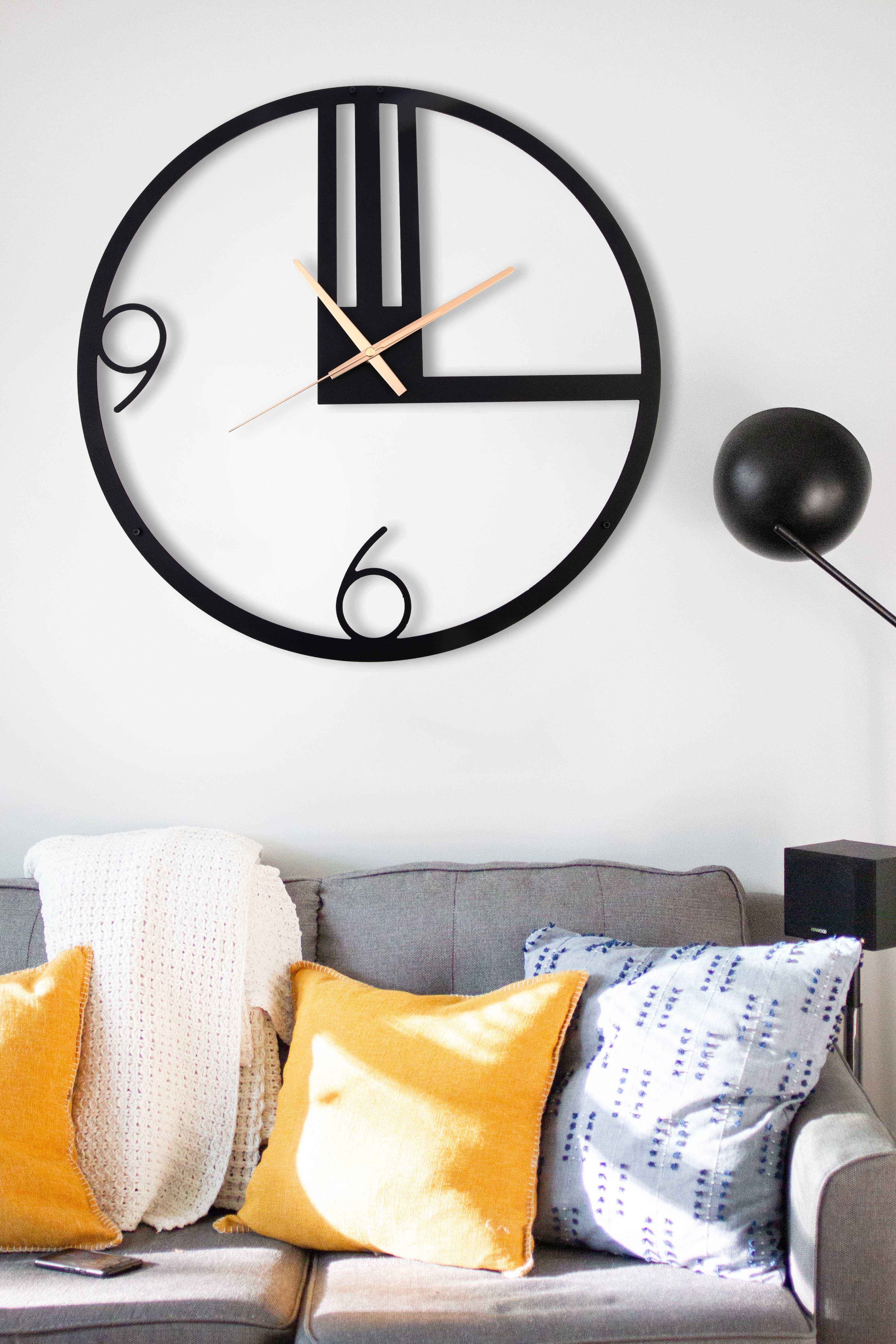 Black Minimalist Clock, Large Wall Clock, Modern Wall Clock, Unique Wall Clock, Small Metal Wall Clock, Farmhouse Clock, Clocks For Wall