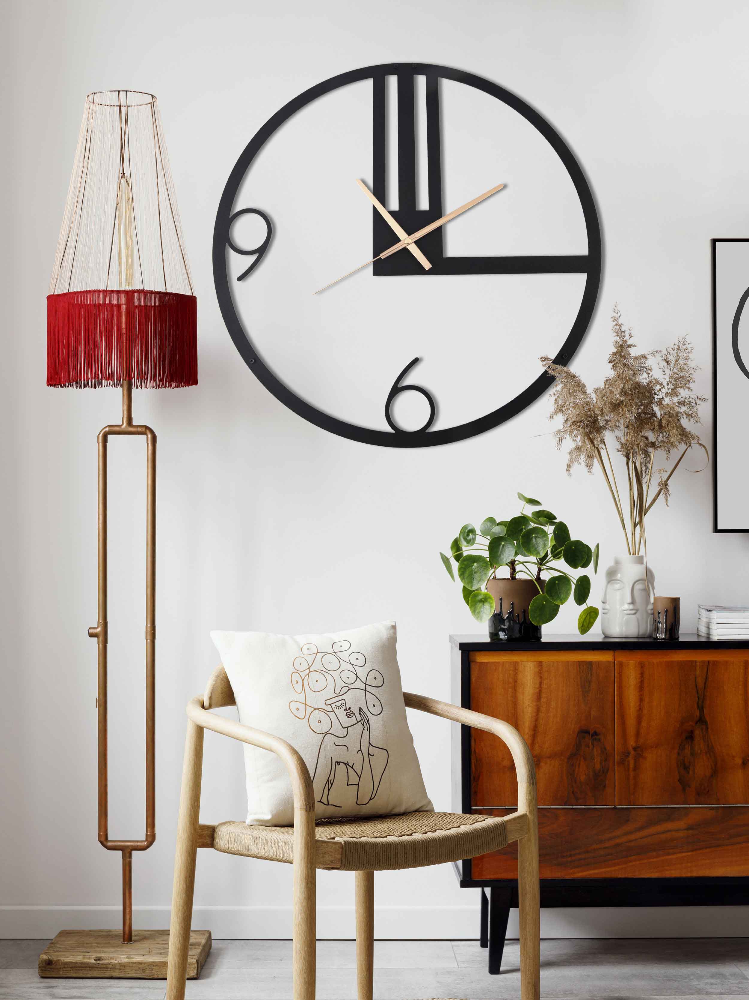 Black Minimalist Clock, Large Wall Clock, Modern Wall Clock, Unique Wall Clock, Small Metal Wall Clock, Farmhouse Clock, Clocks For Wall