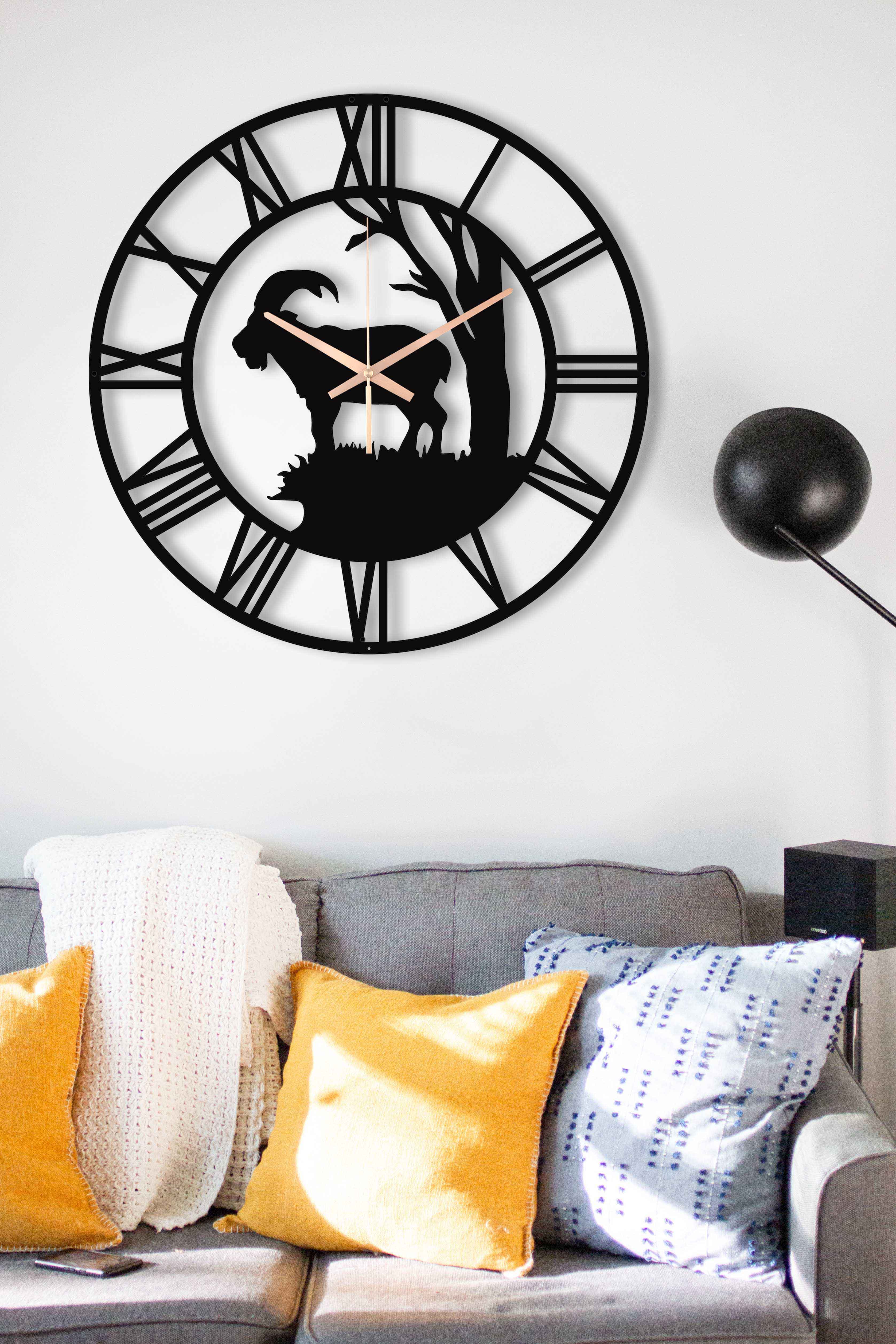 Deer Oversize Wall Clock, Metal Wall Clock, Nature Silent Large Wall Clock, Modern Clocks For Wall New Home Decor Gift, Laser Cut Clock