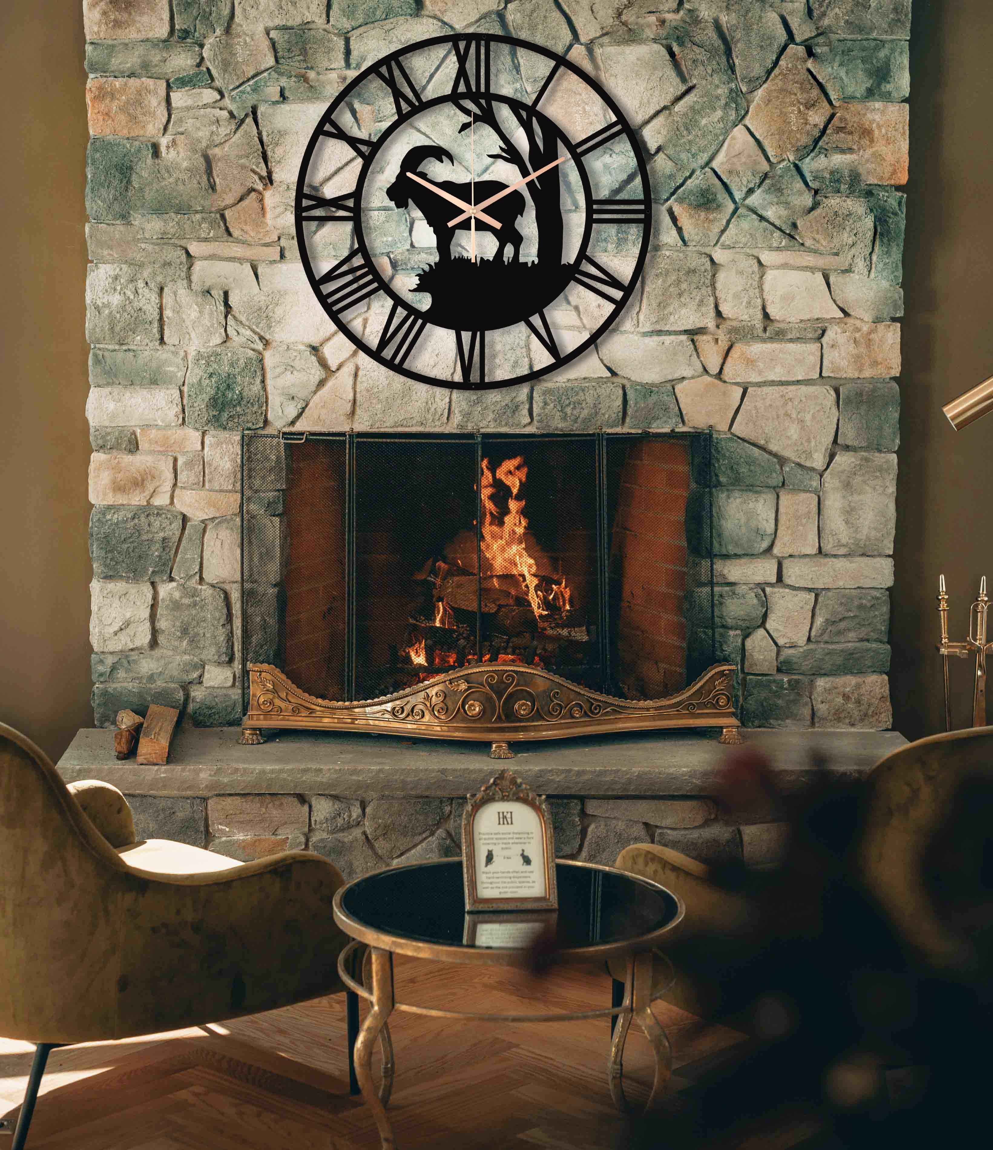 Deer Oversize Wall Clock, Metal Wall Clock, Nature Silent Large Wall Clock, Modern Clocks For Wall New Home Decor Gift, Laser Cut Clock