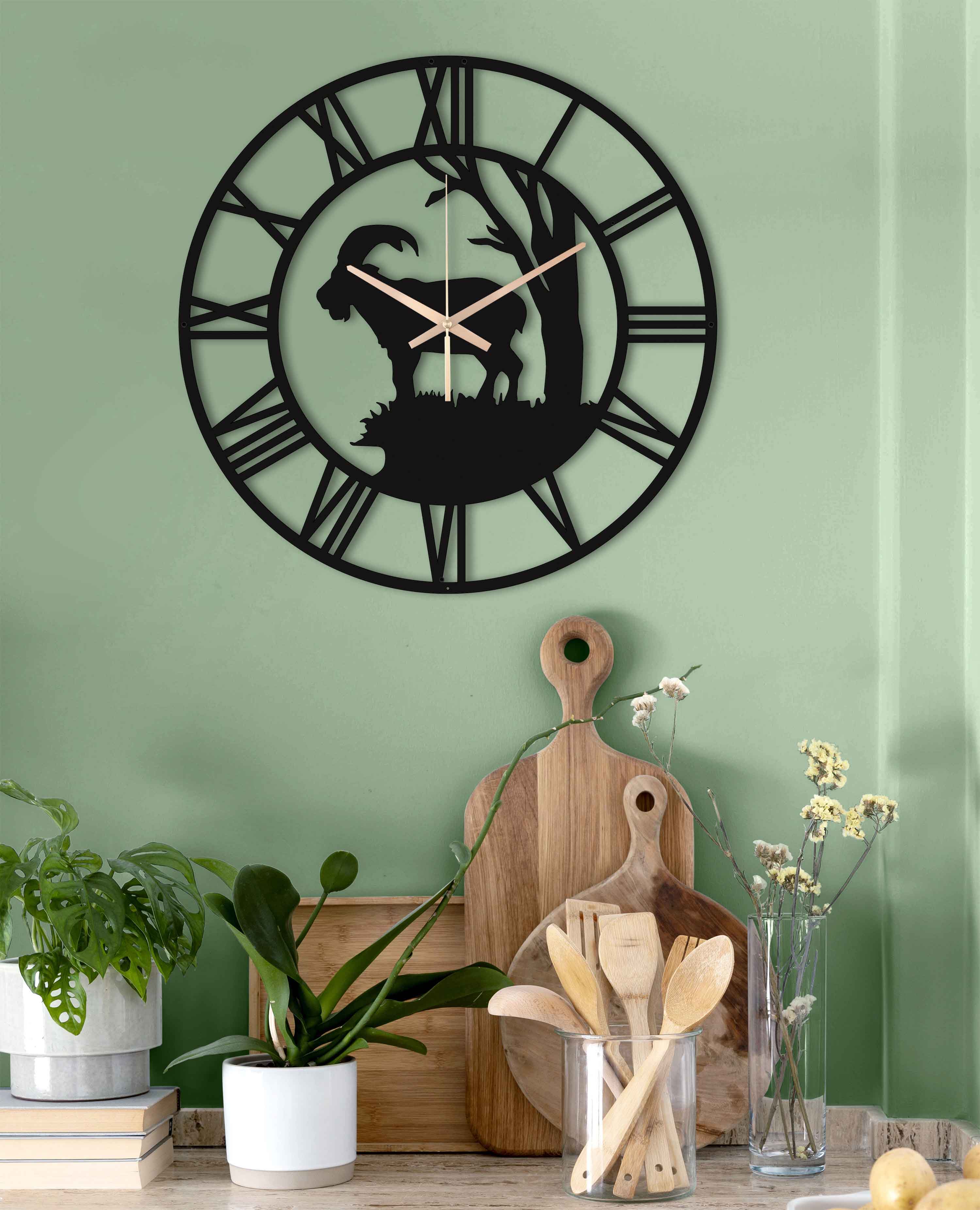 Deer Oversize Wall Clock, Metal Wall Clock, Nature Silent Large Wall Clock, Modern Clocks For Wall New Home Decor Gift, Laser Cut Clock