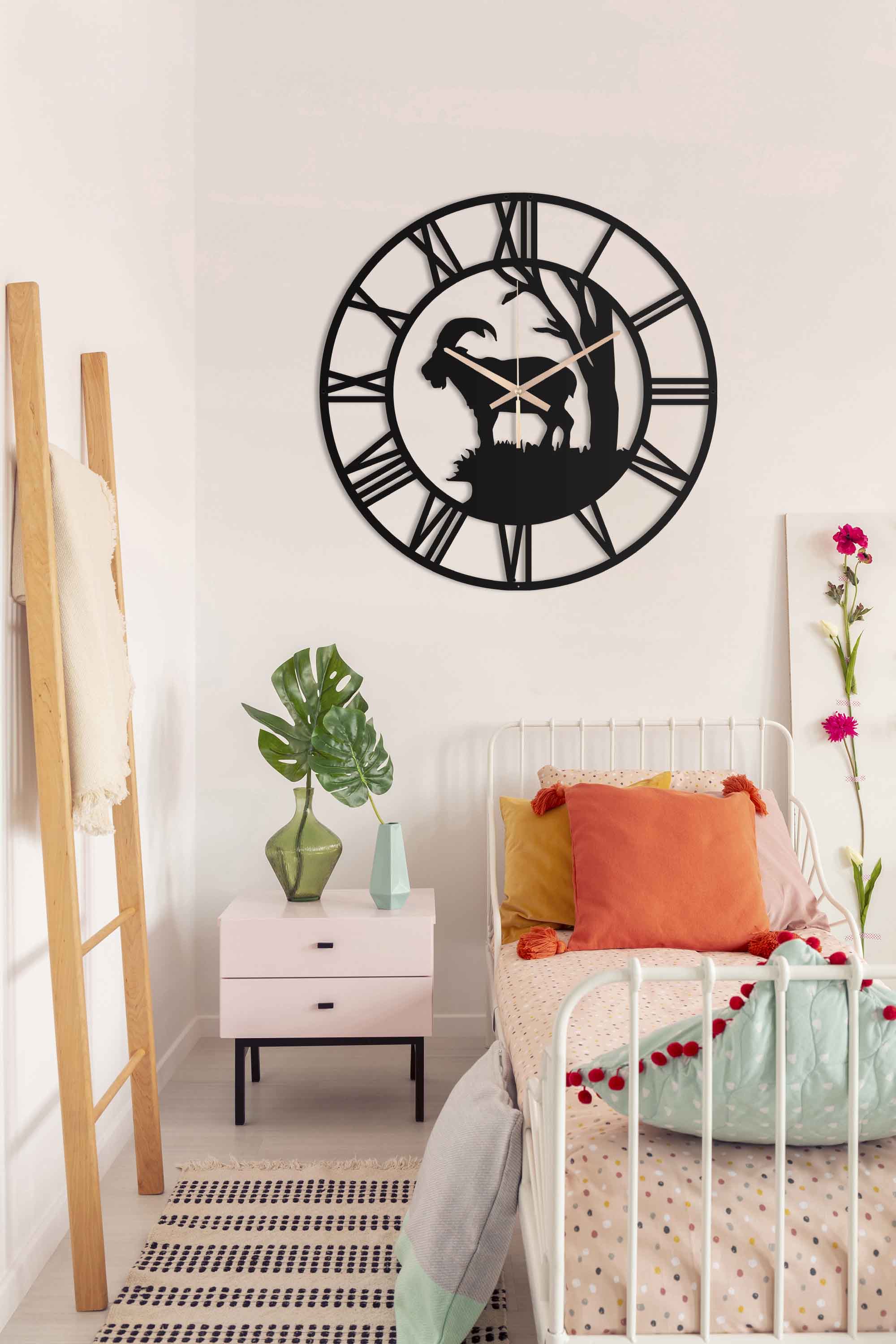 Deer Oversize Wall Clock, Metal Wall Clock, Nature Silent Large Wall Clock, Modern Clocks For Wall New Home Decor Gift, Laser Cut Clock
