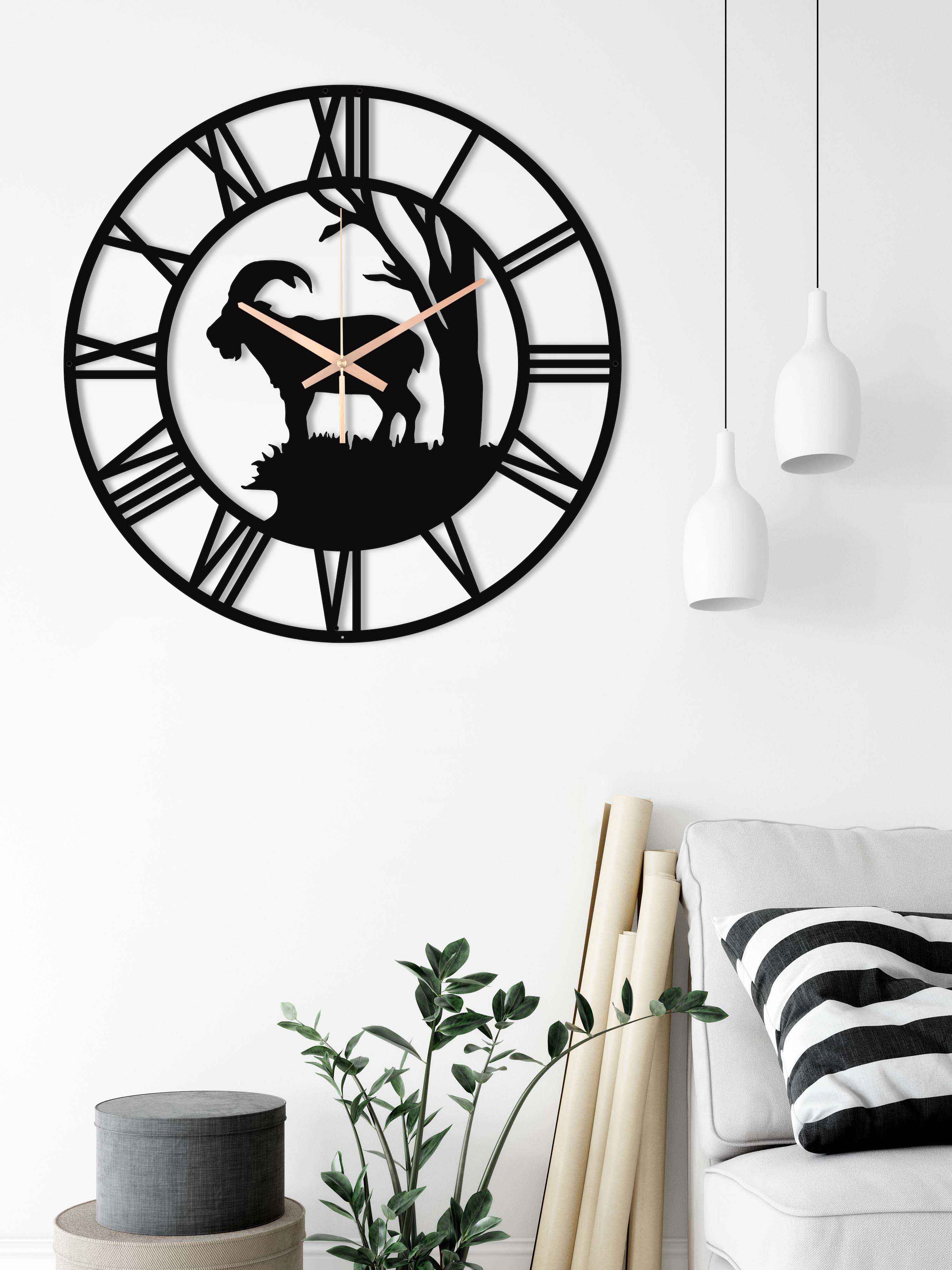 Deer Oversize Metal Wall Clock