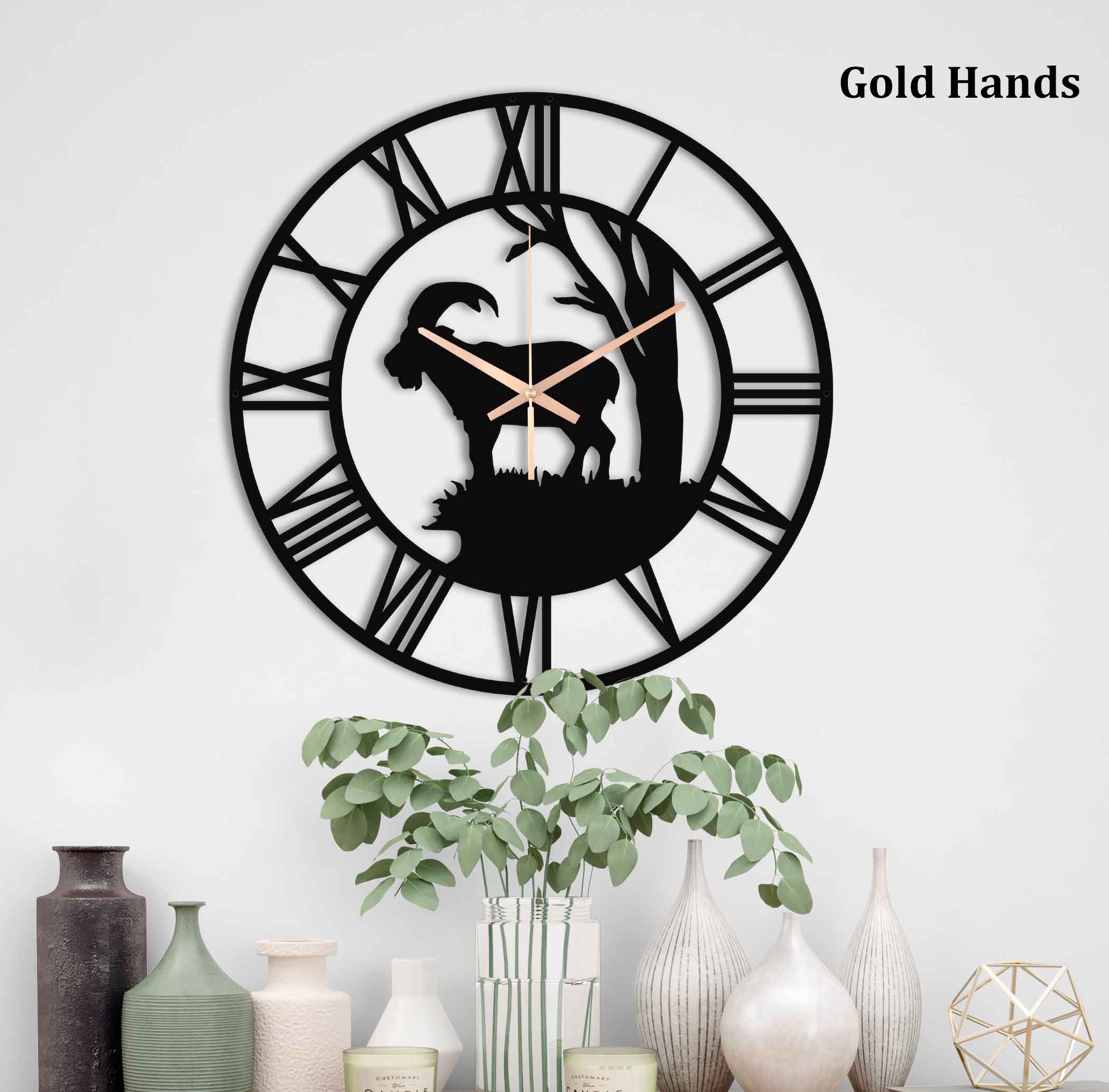 Deer Oversize Wall Clock, Metal Wall Clock, Nature Silent Large Wall Clock, Modern Clocks For Wall New Home Decor Gift, Laser Cut Clock
