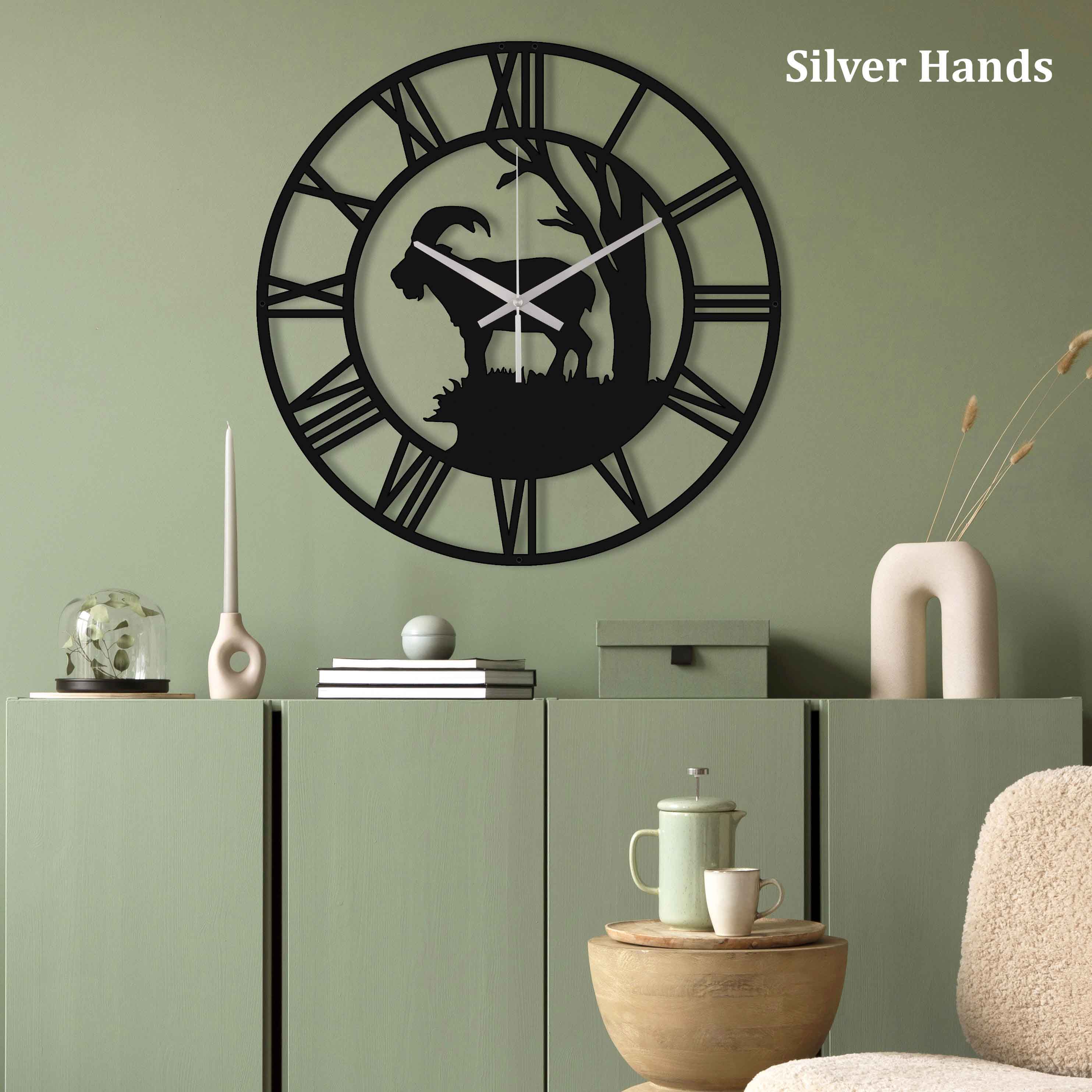 Deer Oversize Wall Clock, Metal Wall Clock, Nature Silent Large Wall Clock, Modern Clocks For Wall New Home Decor Gift, Laser Cut Clock