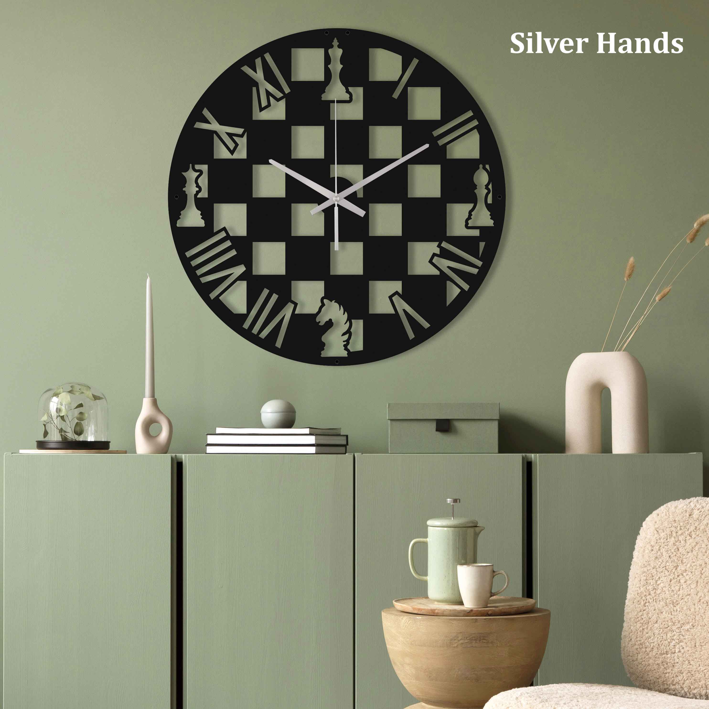 Chess Black Modern Oversize Wall Clock