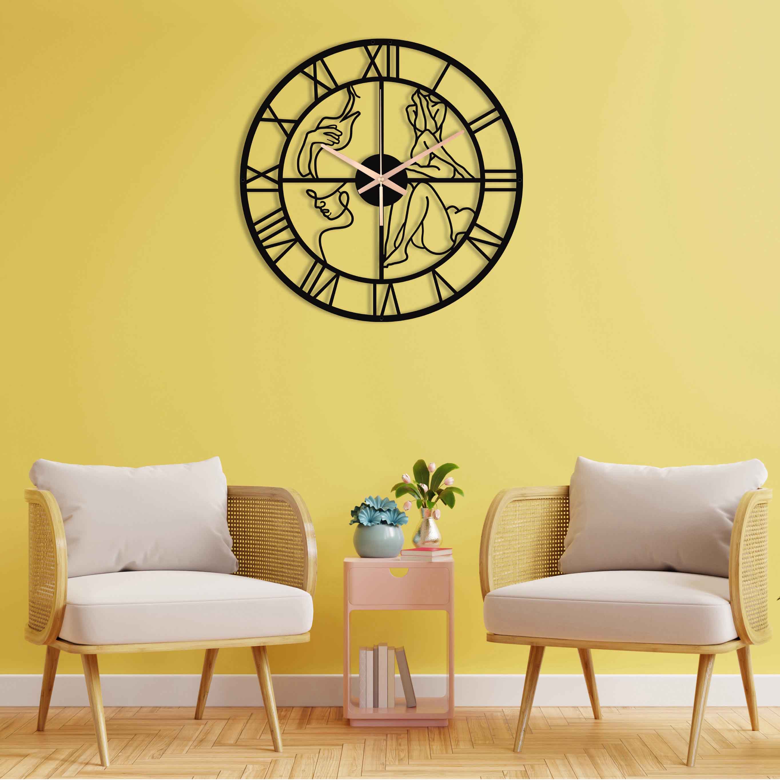 Black Oversize Nude Woman Wall Clock