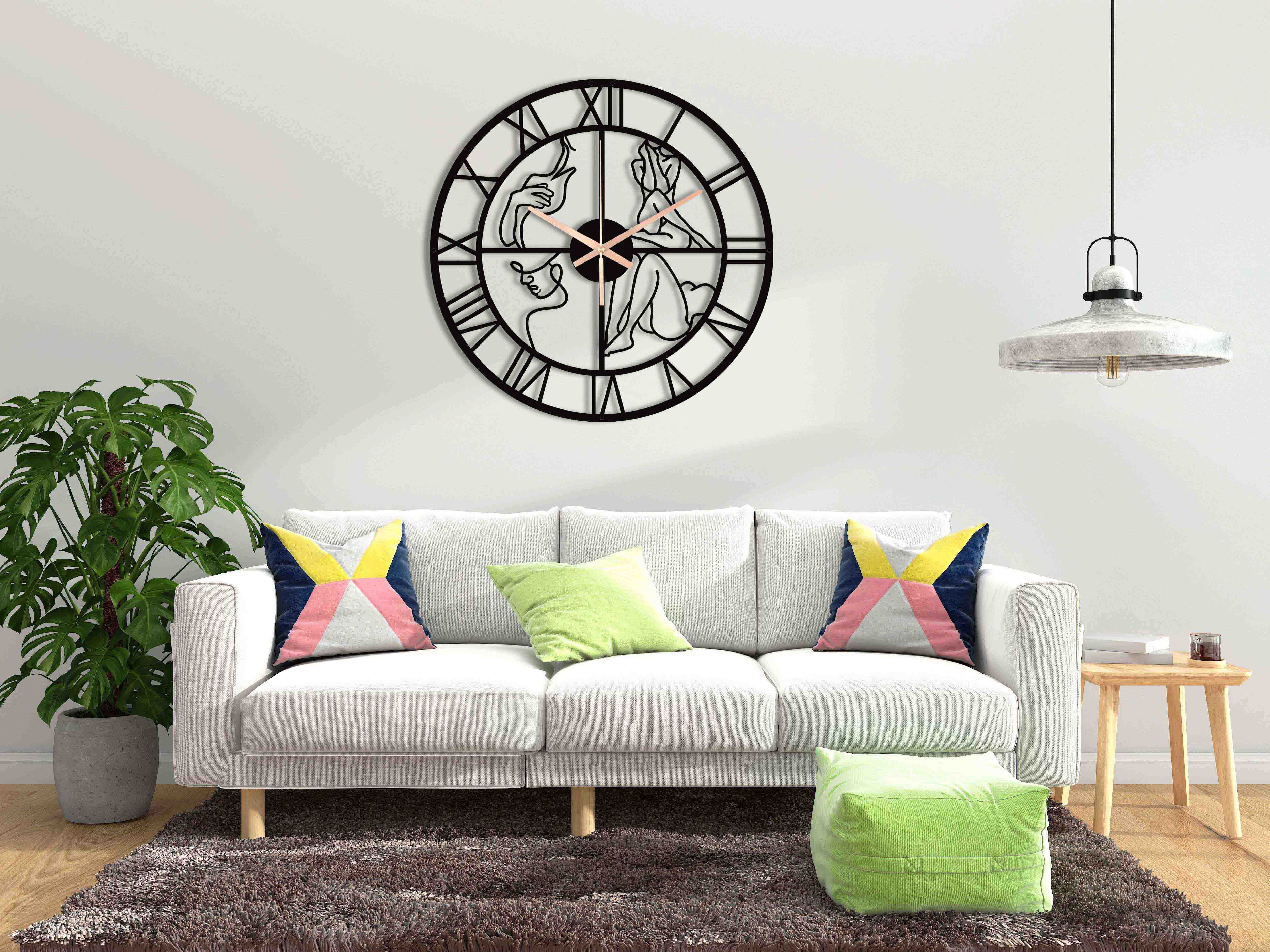 Black Oversize Nude Woman Wall Clock