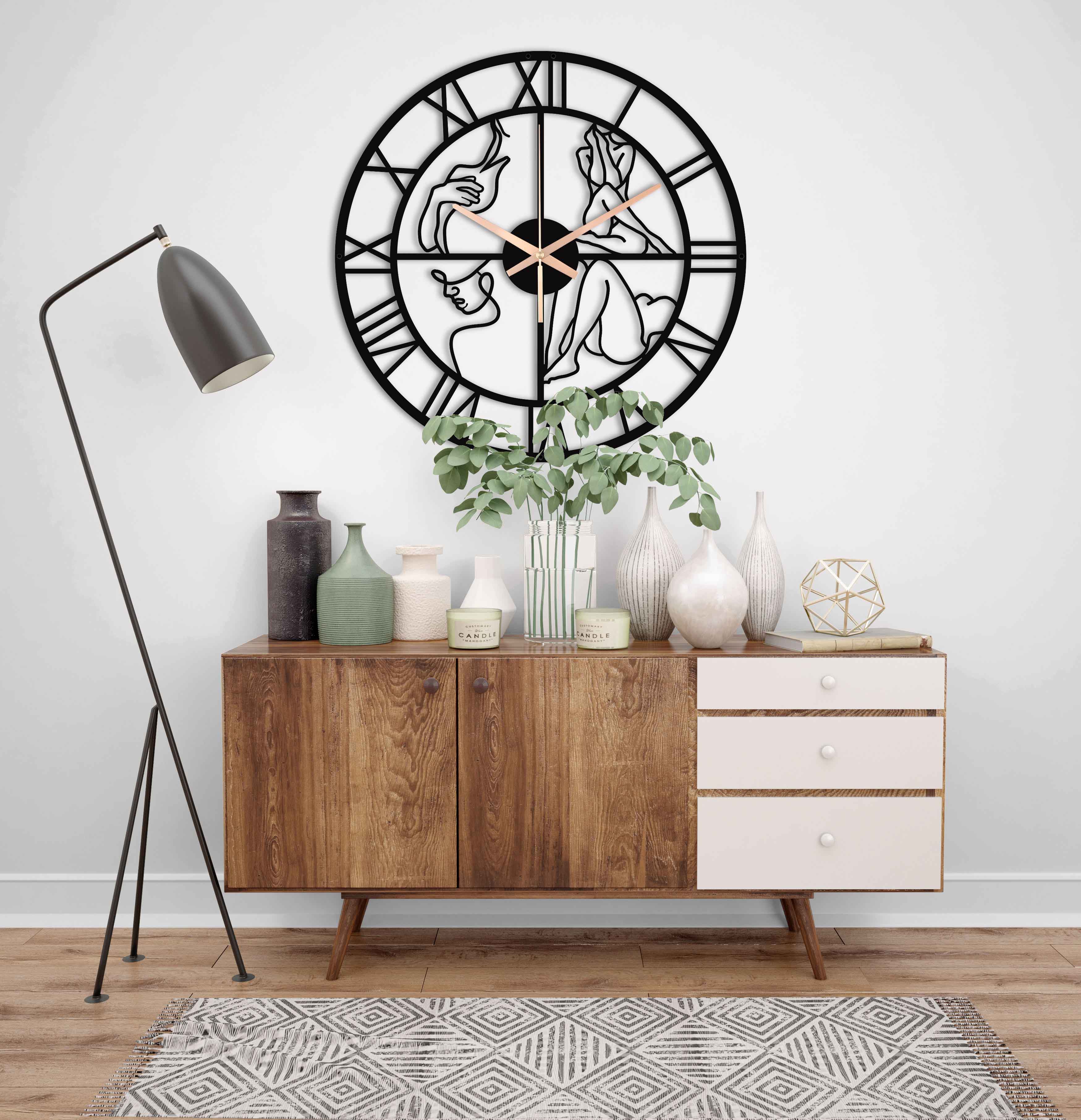 Black Oversize Nude Woman Wall Clock