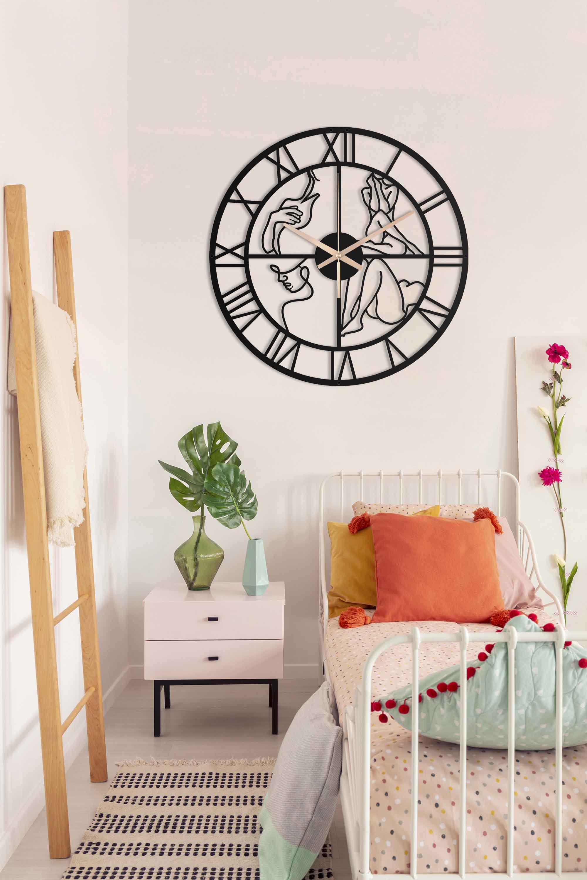 Black Oversize Nude Woman Wall Clock