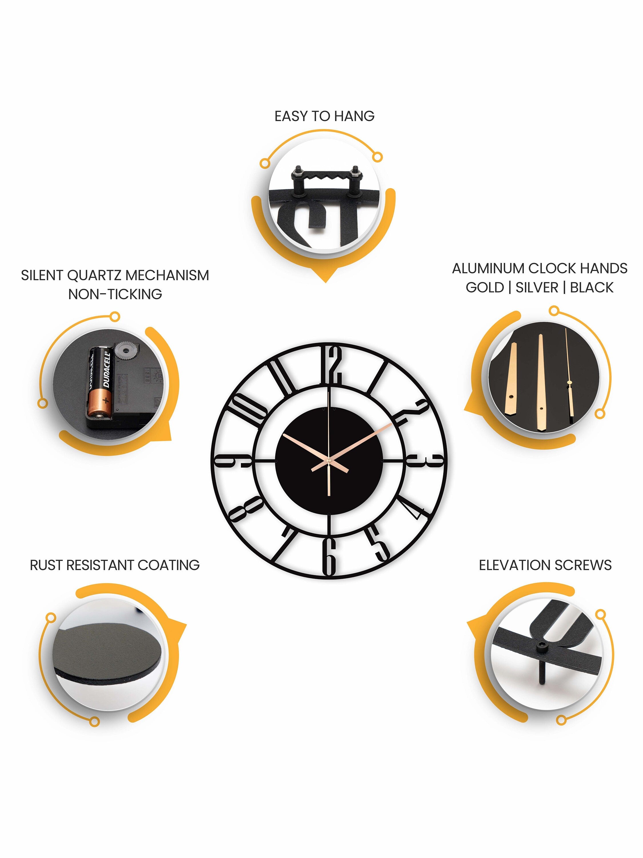 Unique Wall Clock, New Home Gift, Small Wall Clock, Silent Wall Clock, Oversized Wall Clock, Decorative Clocks For Wall, Laser Cut Clock
