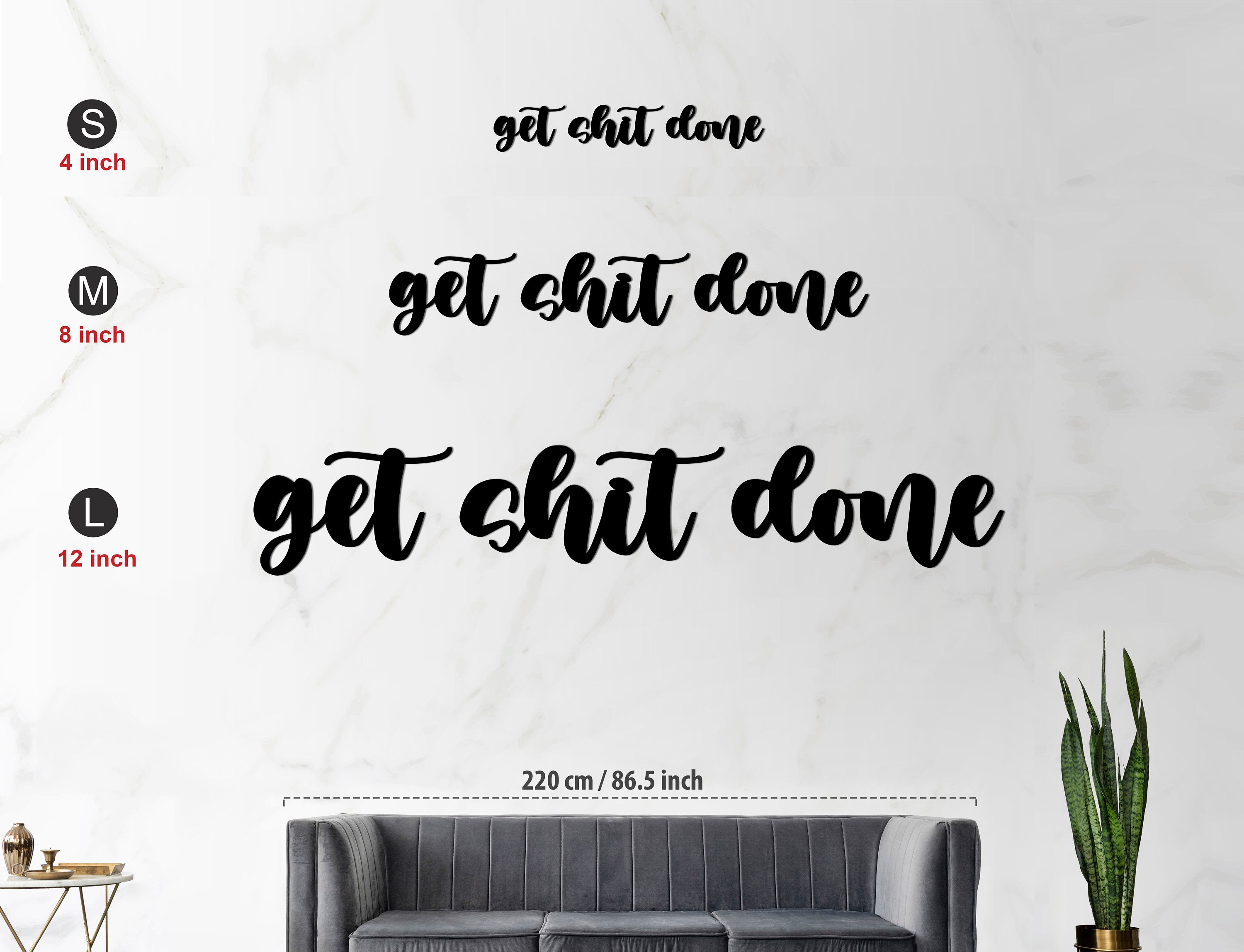 Metal Wall Home Decor, Get Shit Done Large Living Room Decor, Interior Metal Wall Sign, Small Quote Art, Metal Wall Decor