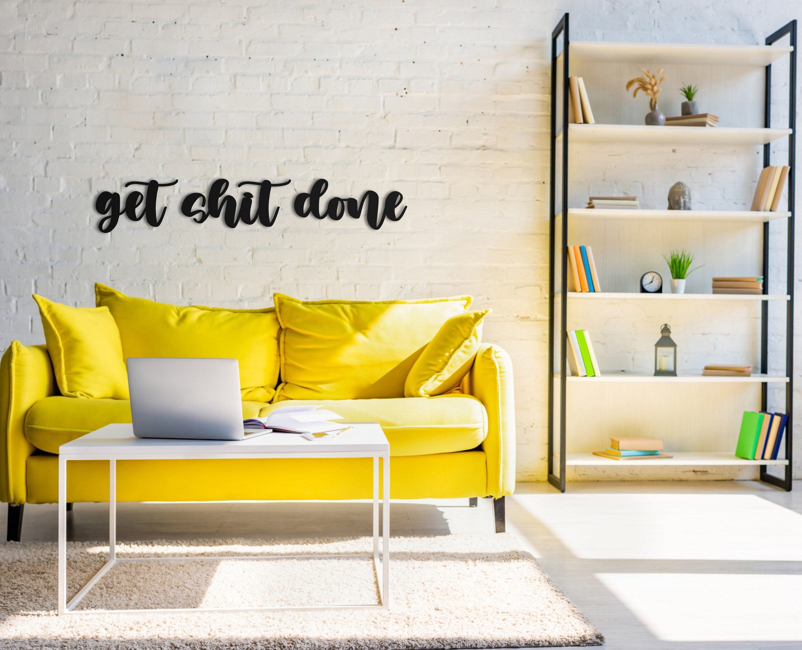 Metal Wall Home Decor, Get Shit Done Large Living Room Decor, Interior Metal Wall Sign, Small Quote Art, Metal Wall Decor
