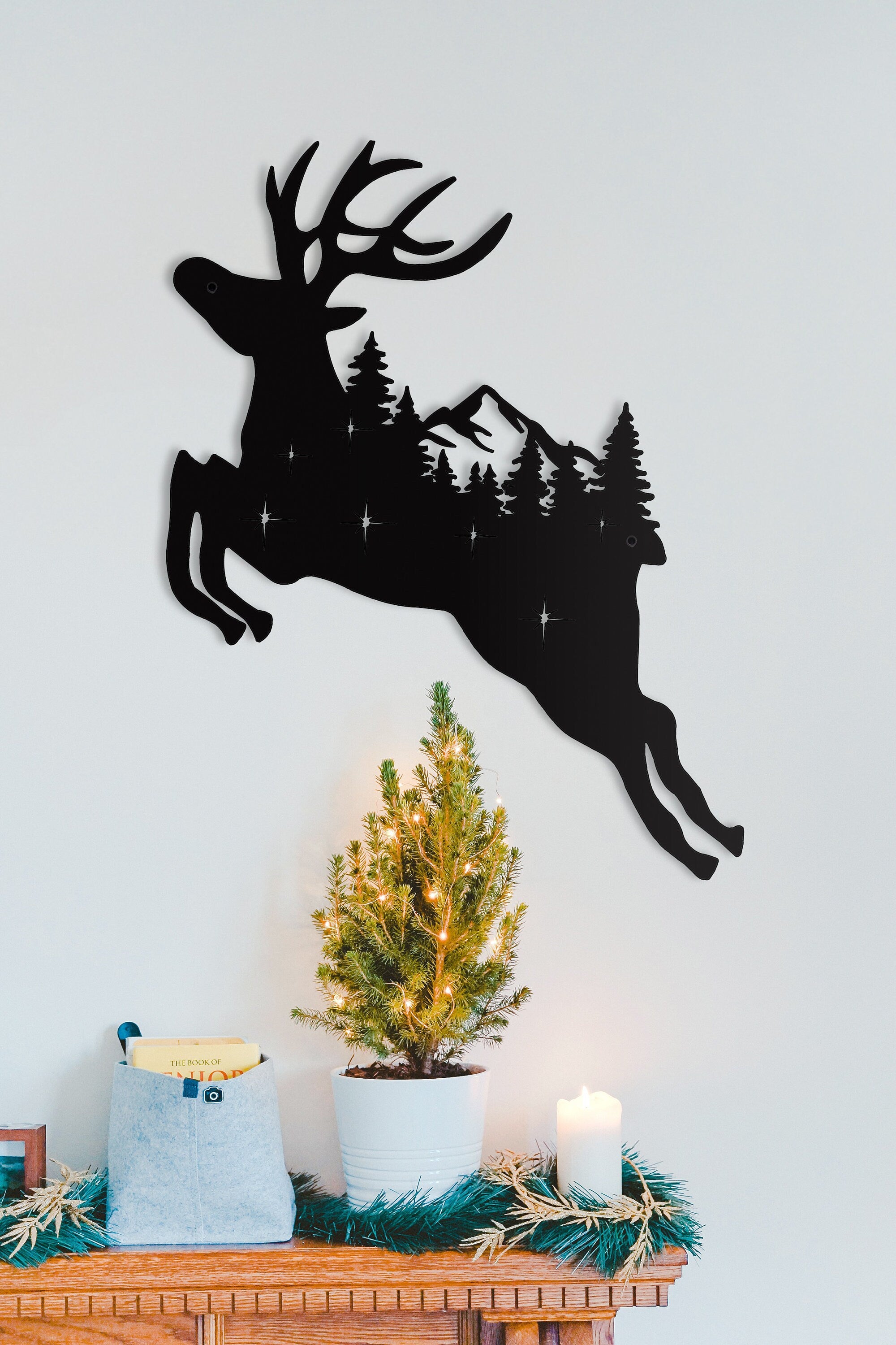 Deer Decor, Christmas Decor, Unique Wall Decor, Living Room Decoration, Housewarming Gift, Gift For Her, Girlfriend Gift, Metal Wall Decor