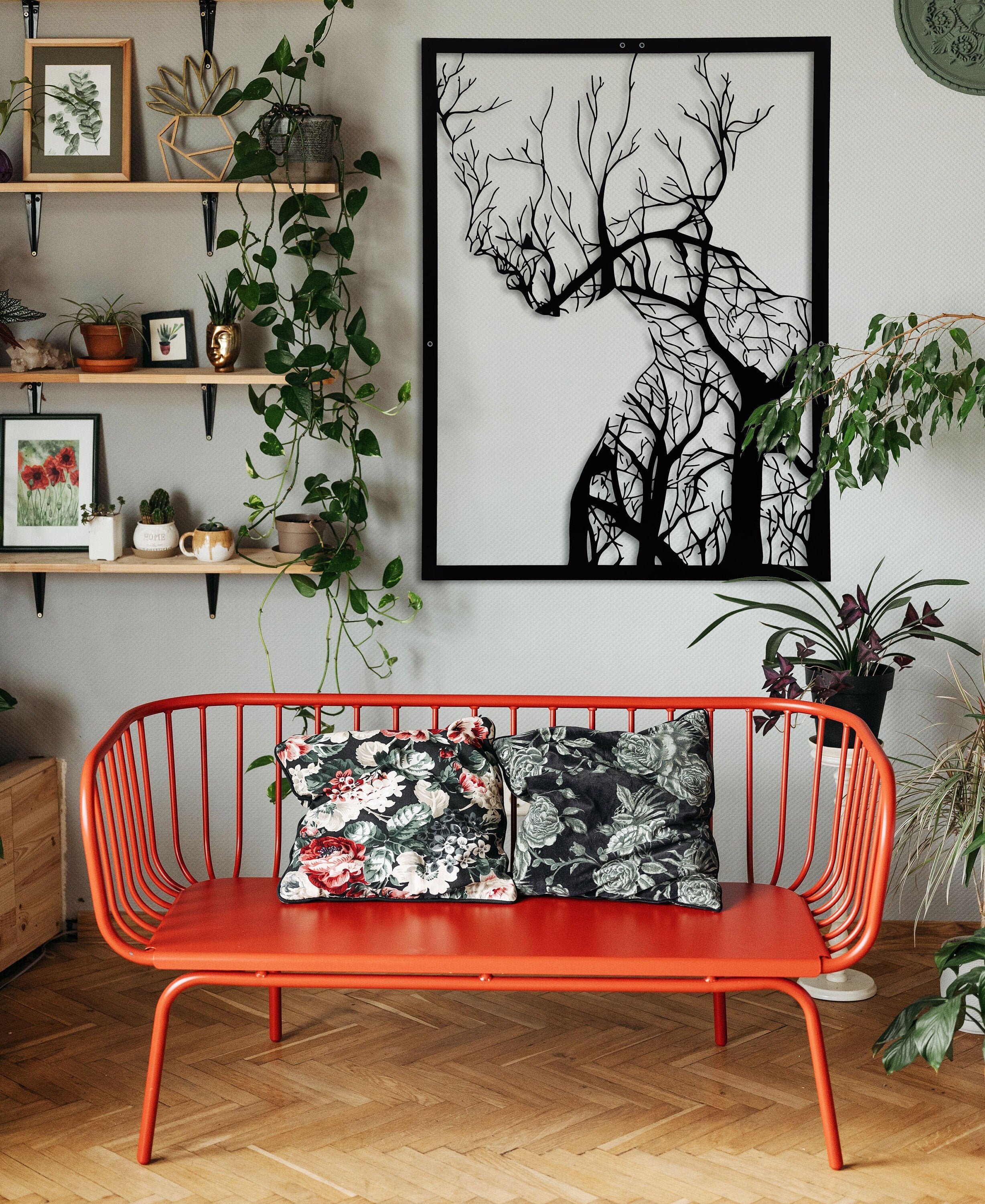 Tree Woman Decor, Boho Dorm Wall Decor, Modern Living Room Decor, Aesthetic Wall Art, Anniversary Gift, Metal Wall Decor