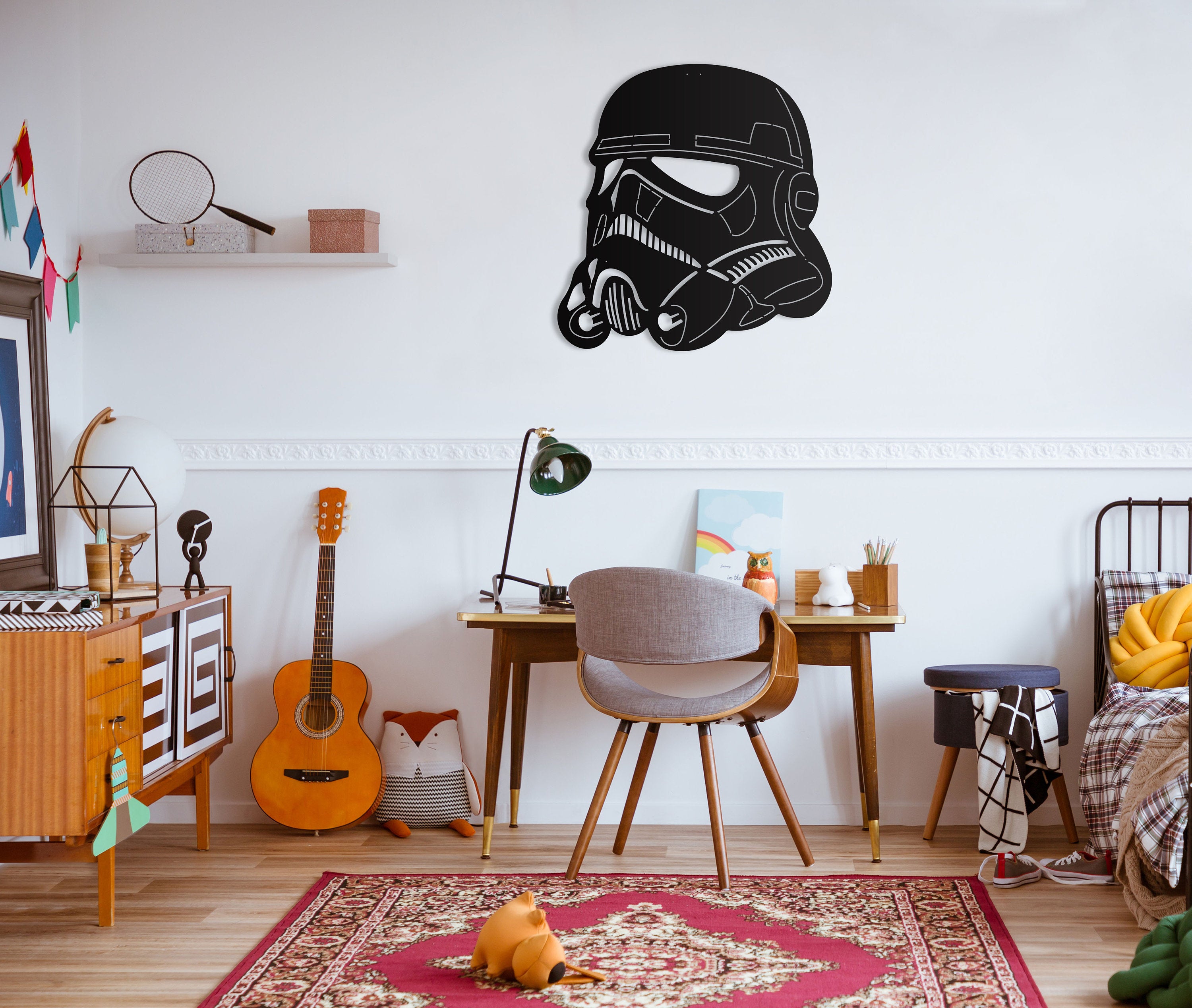 Darth Vader Helmet Decor, Black Wall Decor, Metal Playroom Wall Art, Playroom Wall Decor, Game Room Wall Decor, Living Room Wall Decor