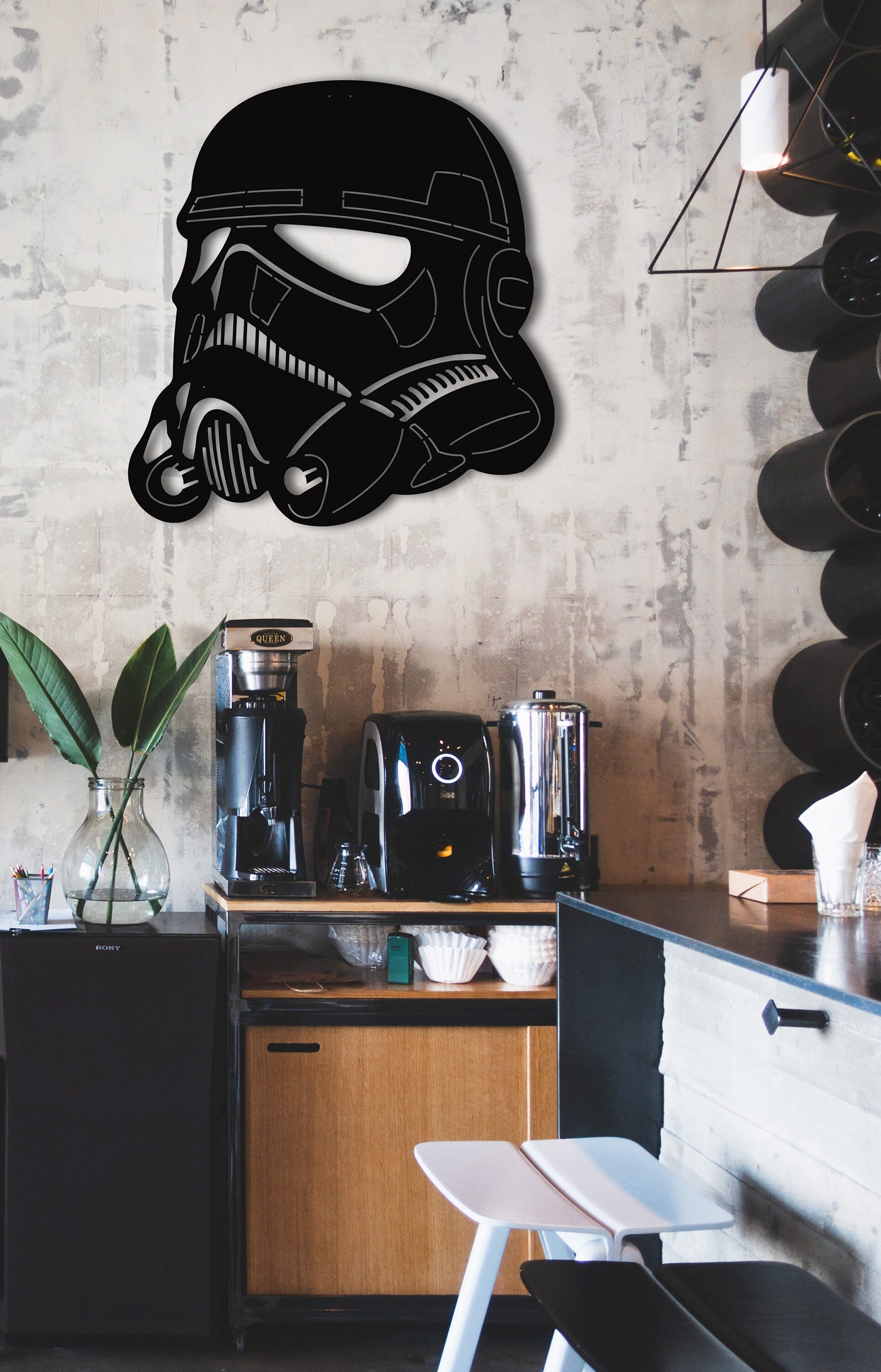 Darth Vader Helmet Decor, Black Wall Decor, Metal Playroom Wall Art, Playroom Wall Decor, Game Room Wall Decor, Living Room Wall Decor