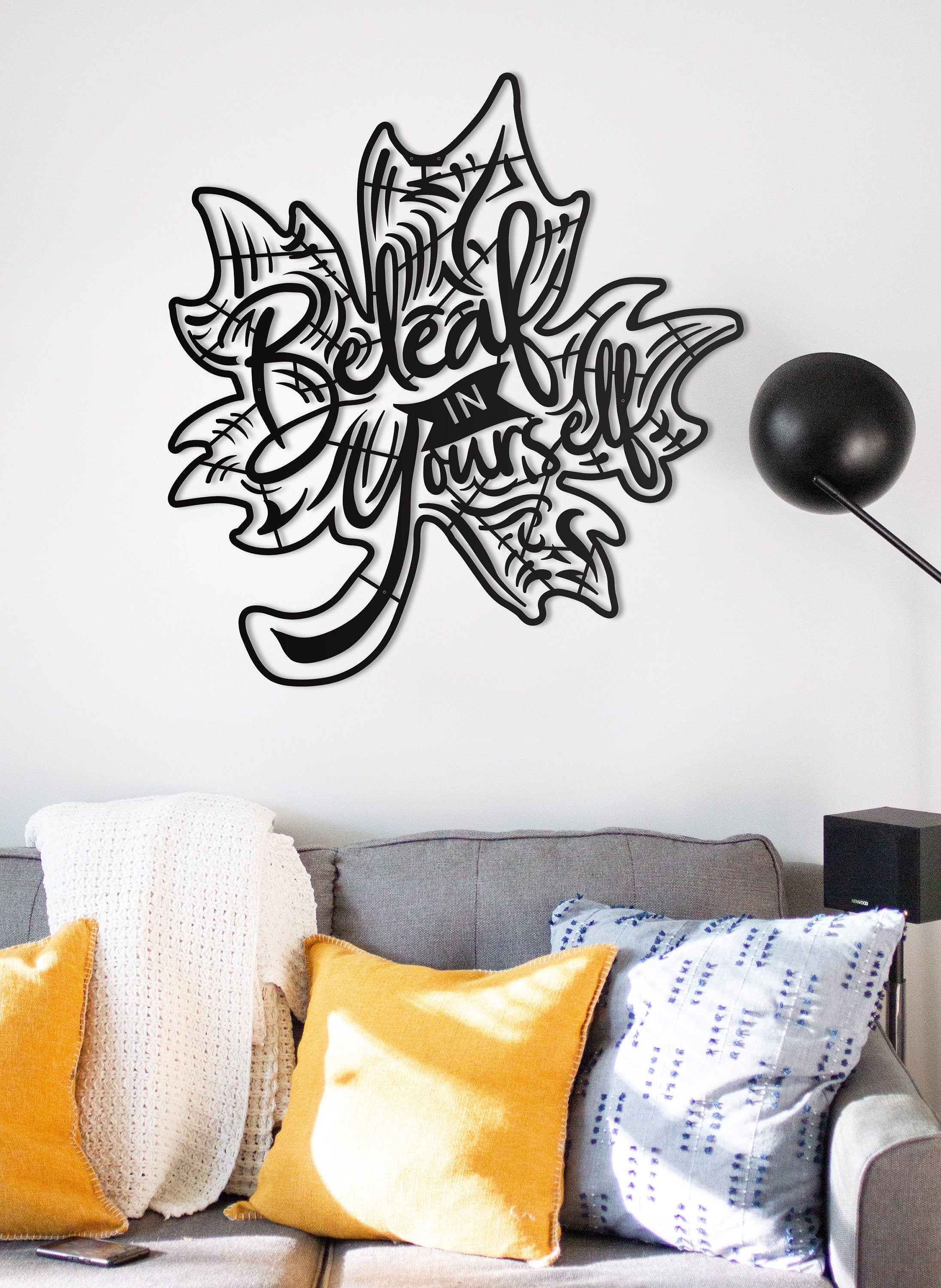 Living Room Wall Decor, Beleaf in Your Self, Metal Wall Decor, Unique Wall Decor, Over The Bed Wall Decor, Housewarming Gift, Large Wall Art