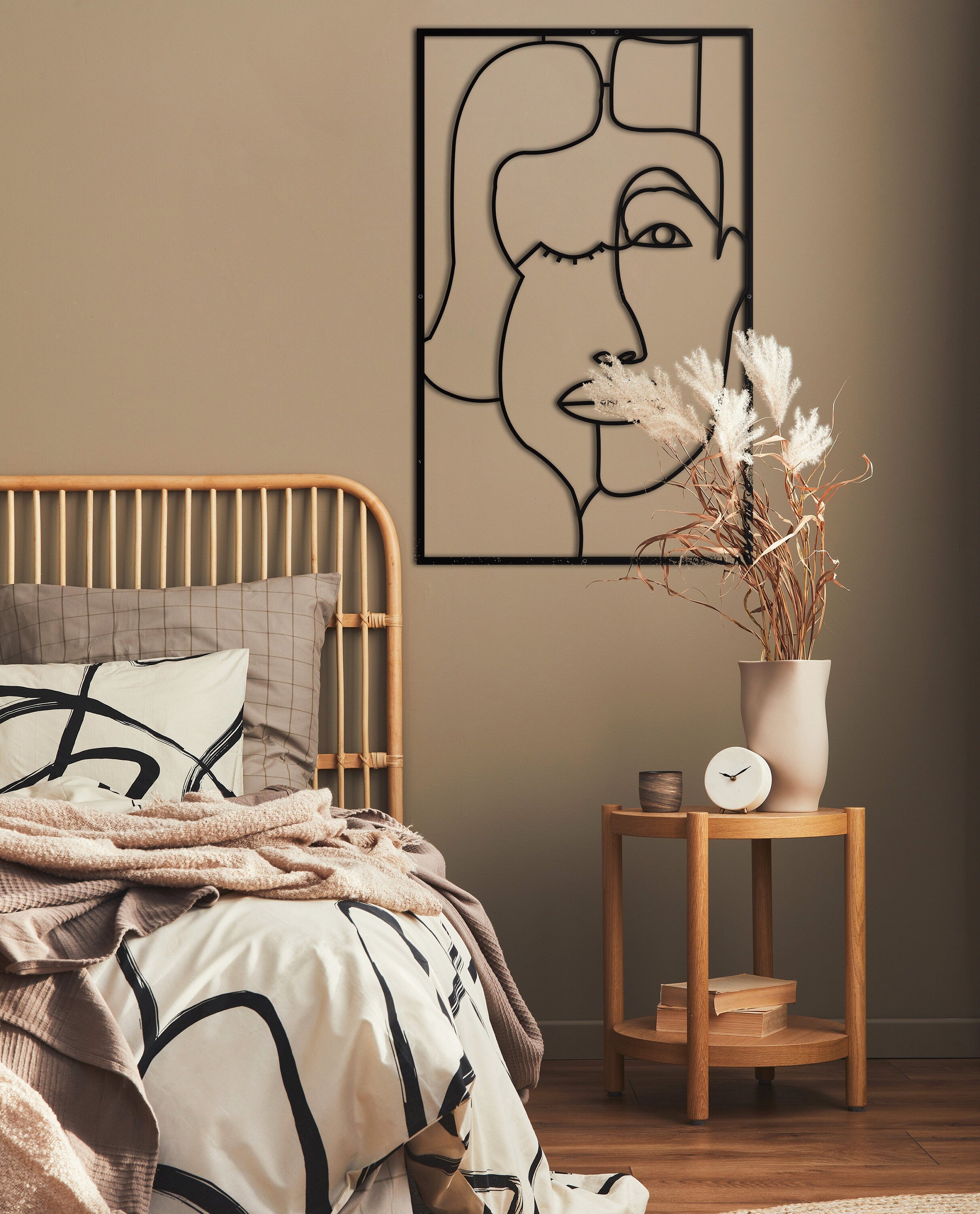 Abstract Woman Decor, Metal Wall Art, Aesthetic Bedroom Wall Decor, Home Wall Decor, Living Room Wall Decor, Large Black Metal Art