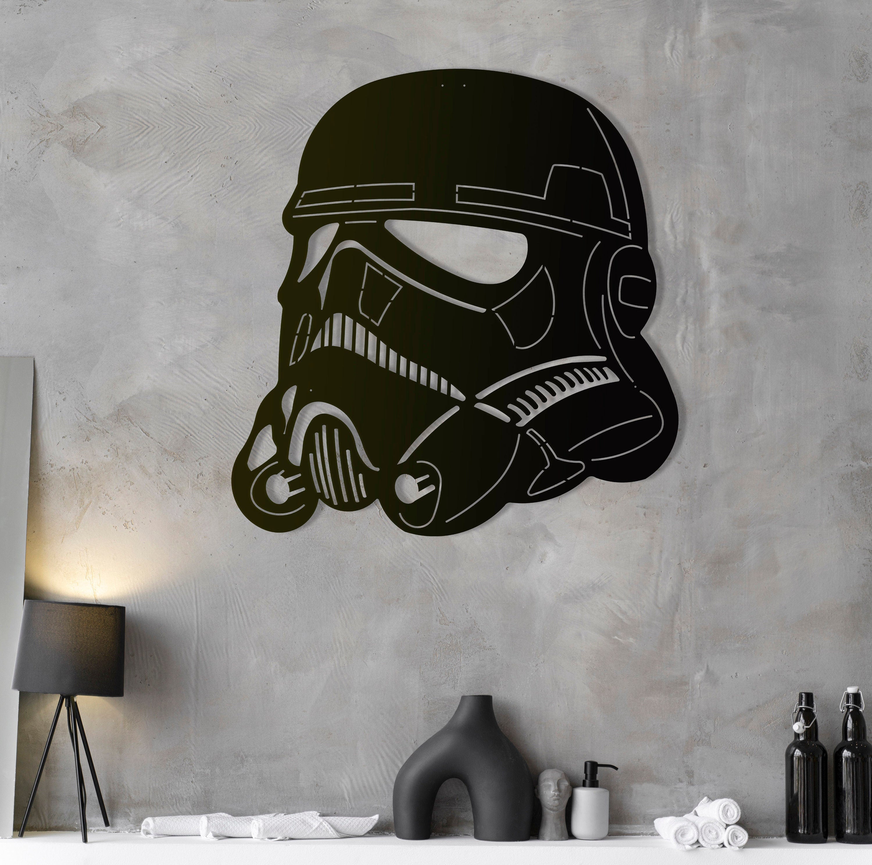 Darth Vader Helmet Decor, Black Wall Decor, Metal Playroom Wall Art, Playroom Wall Decor, Game Room Wall Decor, Living Room Wall Decor