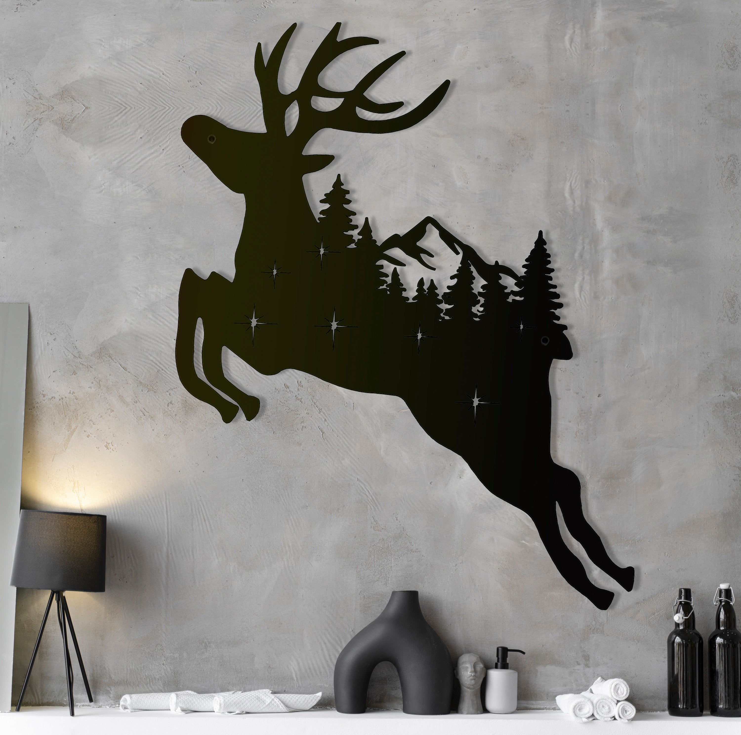 Deer Decor, Christmas Decor, Unique Wall Decor, Living Room Decoration, Housewarming Gift, Gift For Her, Girlfriend Gift, Metal Wall Decor