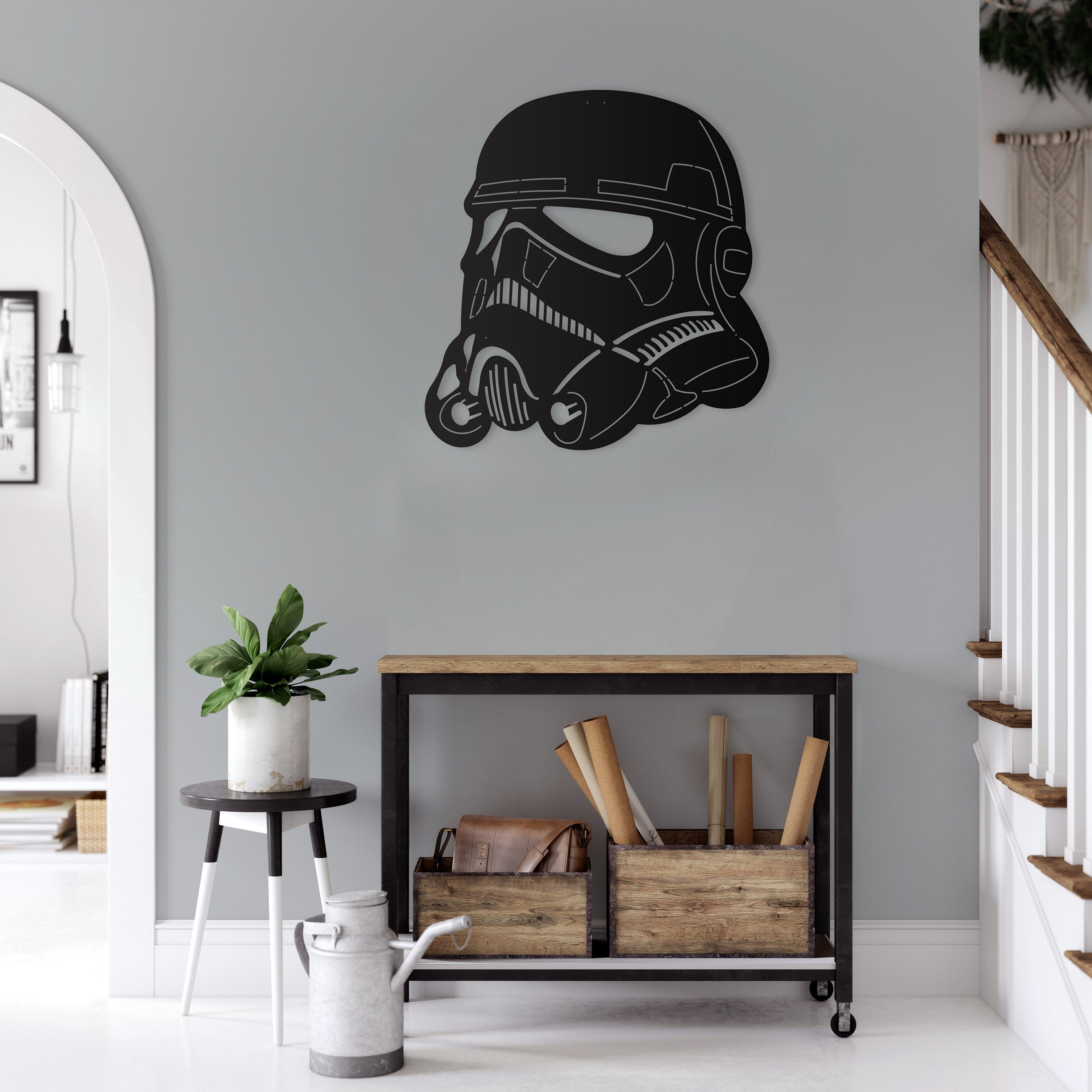 Darth Vader Helmet Decor, Black Wall Decor, Metal Playroom Wall Art, Playroom Wall Decor, Game Room Wall Decor, Living Room Wall Decor