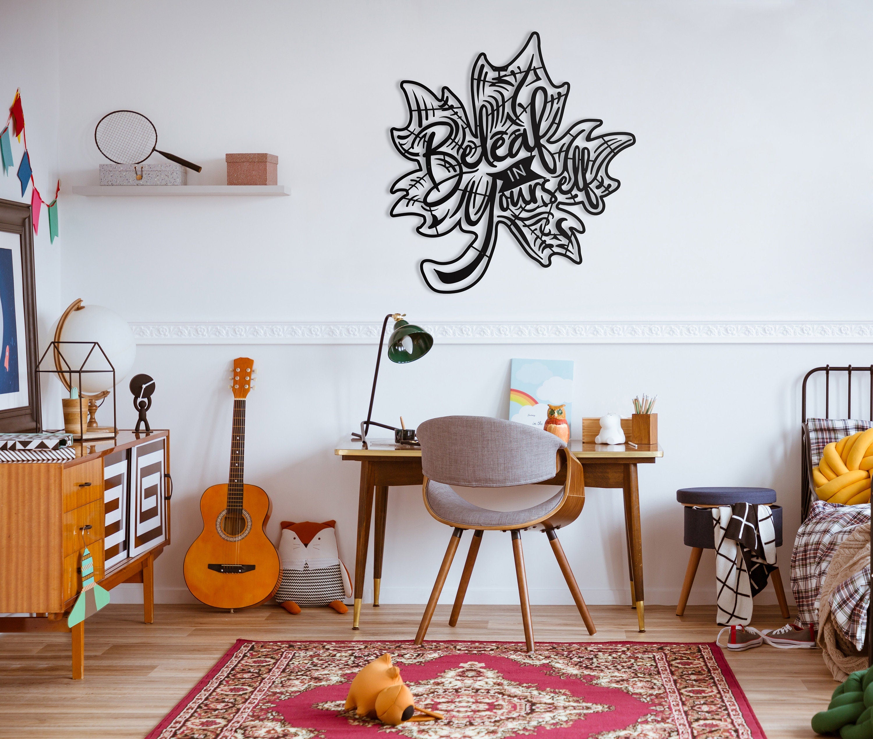 Living Room Wall Decor, Beleaf in Your Self, Metal Wall Decor, Unique Wall Decor, Over The Bed Wall Decor, Housewarming Gift, Large Wall Art