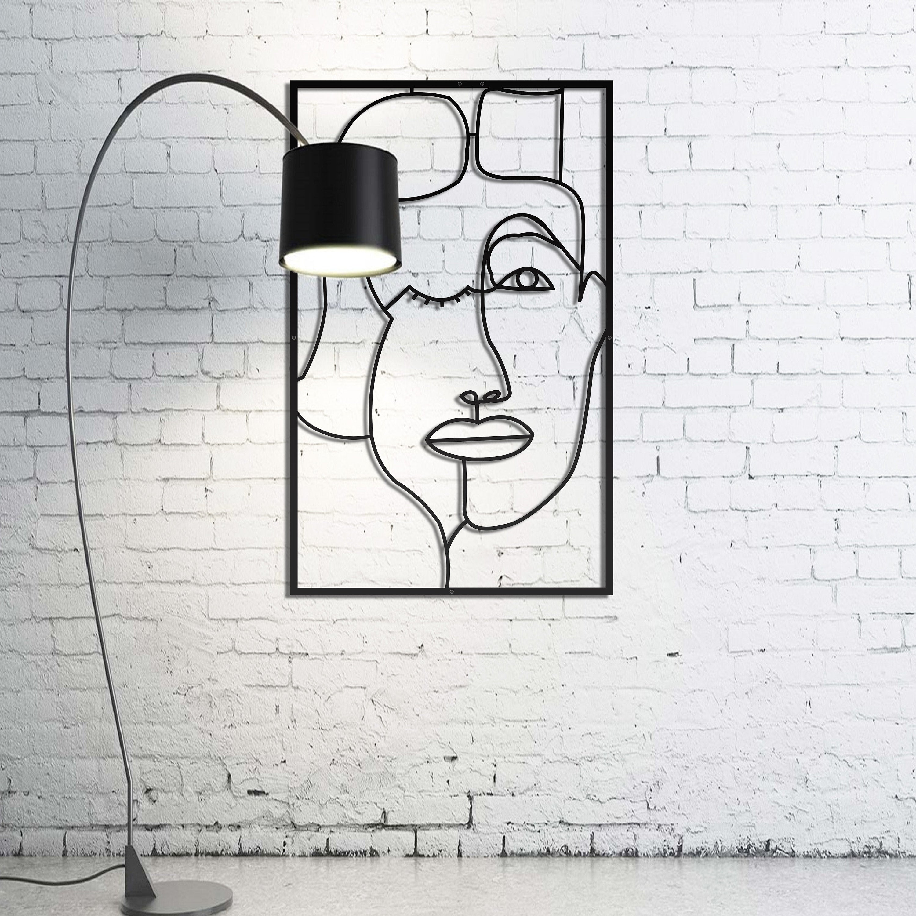 Abstract Woman Decor, Metal Wall Art, Aesthetic Bedroom Wall Decor, Home Wall Decor, Living Room Wall Decor, Large Black Metal Art