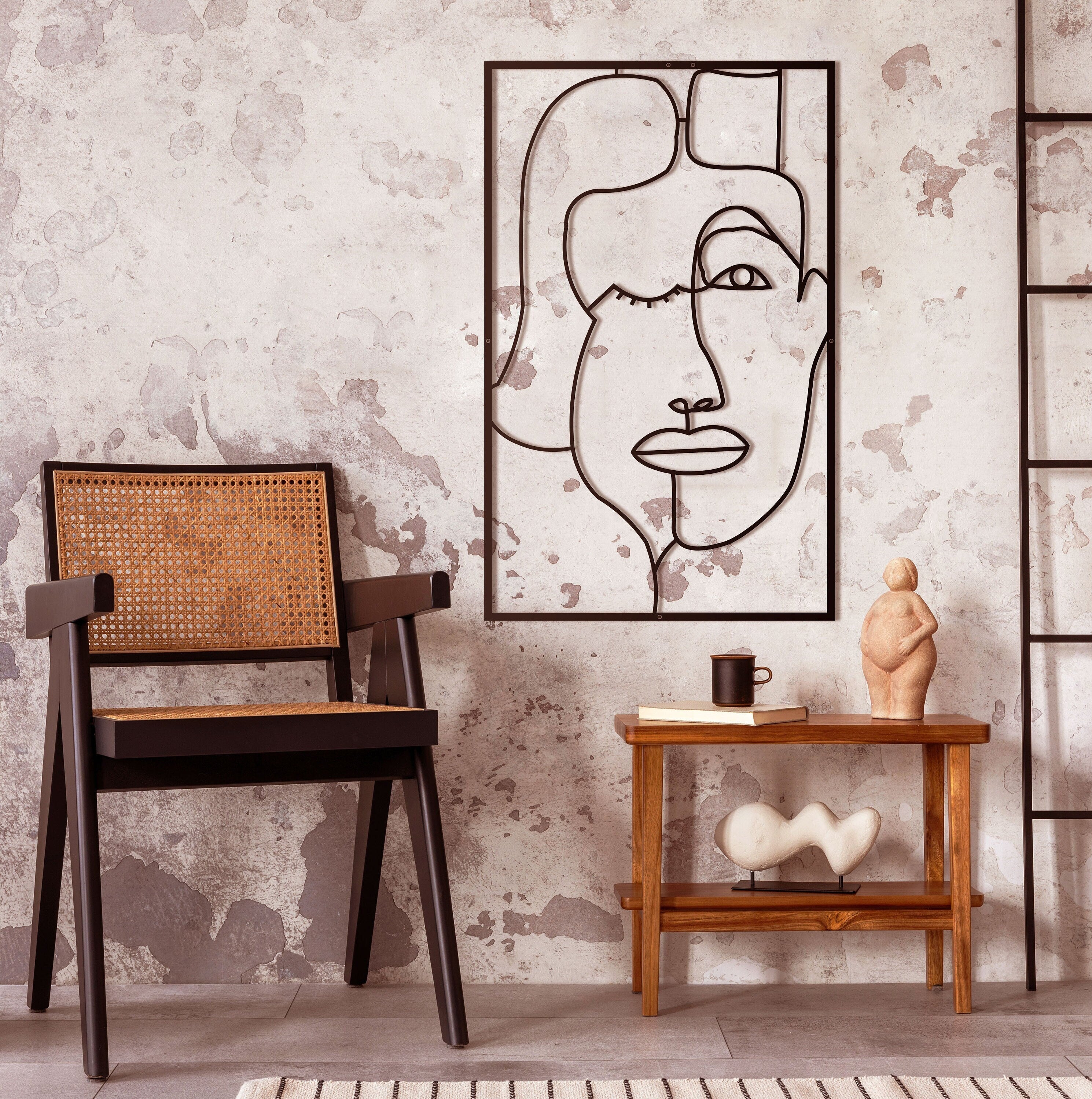 Abstract Woman Decor, Metal Wall Art, Aesthetic Bedroom Wall Decor, Home Wall Decor, Living Room Wall Decor, Large Black Metal Art