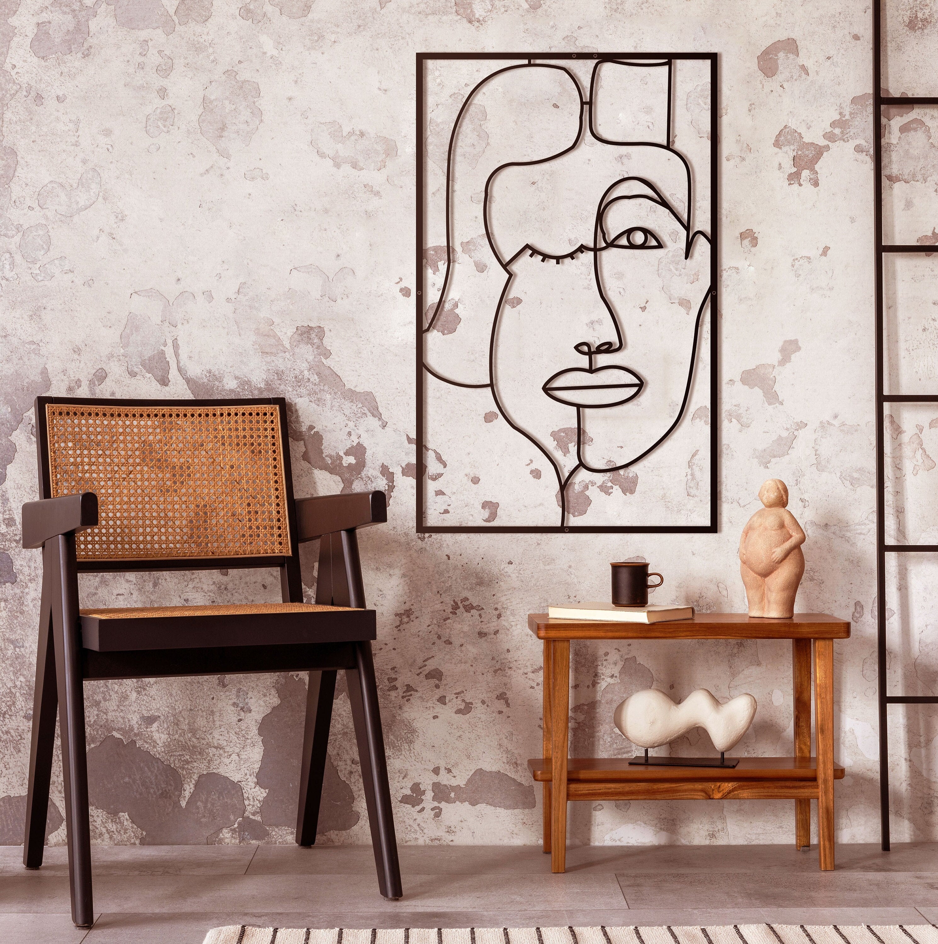 Abstract Woman Decor, Metal Wall Art, Aesthetic Bedroom Wall Decor, Home Wall Decor, Living Room Wall Decor, Large Black Metal Art