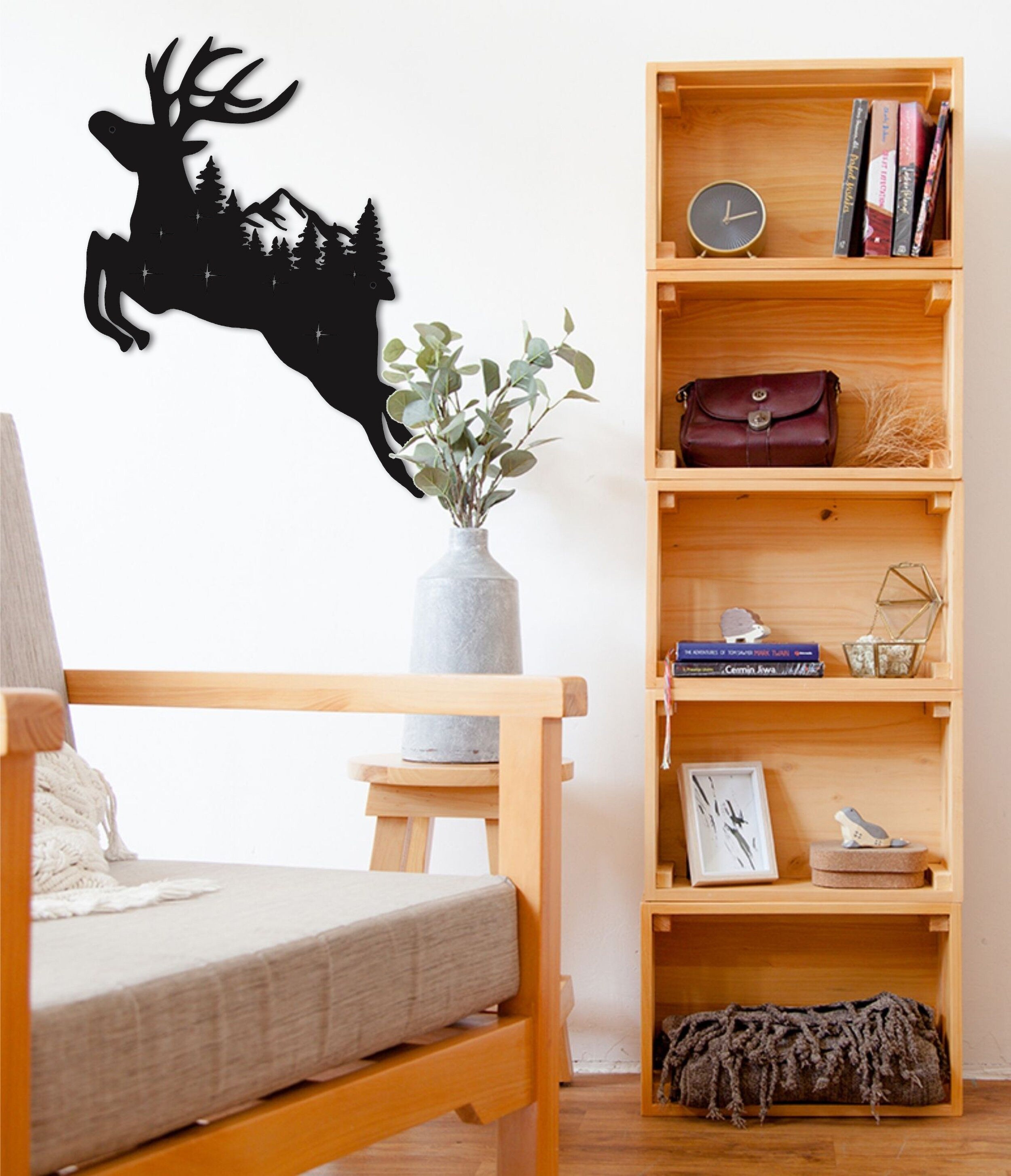 Deer Decor, Christmas Decor, Unique Wall Decor, Living Room Decoration, Housewarming Gift, Gift For Her, Girlfriend Gift, Metal Wall Decor
