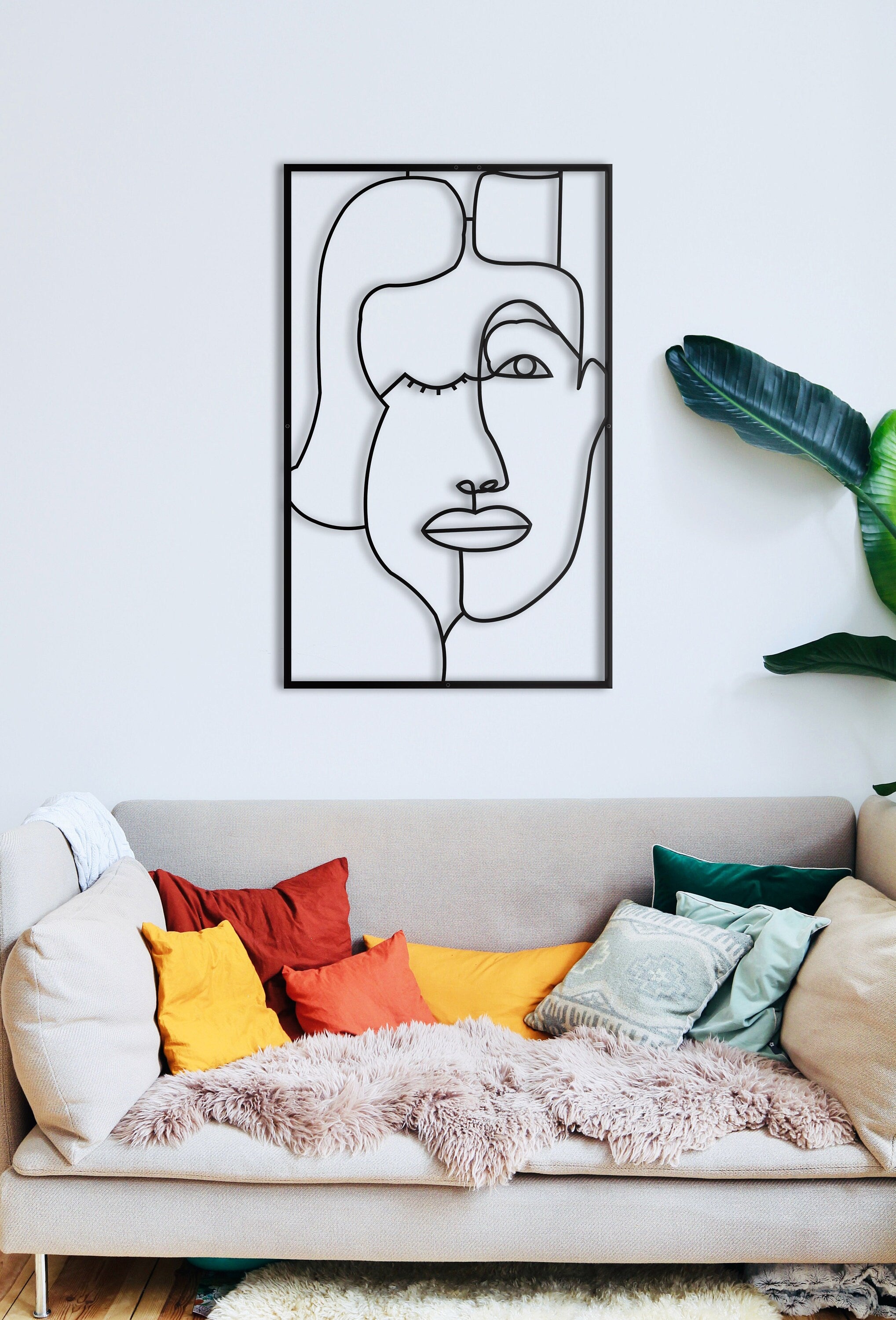 Abstract Woman Decor, Metal Wall Art, Aesthetic Bedroom Wall Decor, Home Wall Decor, Living Room Wall Decor, Large Black Metal Art