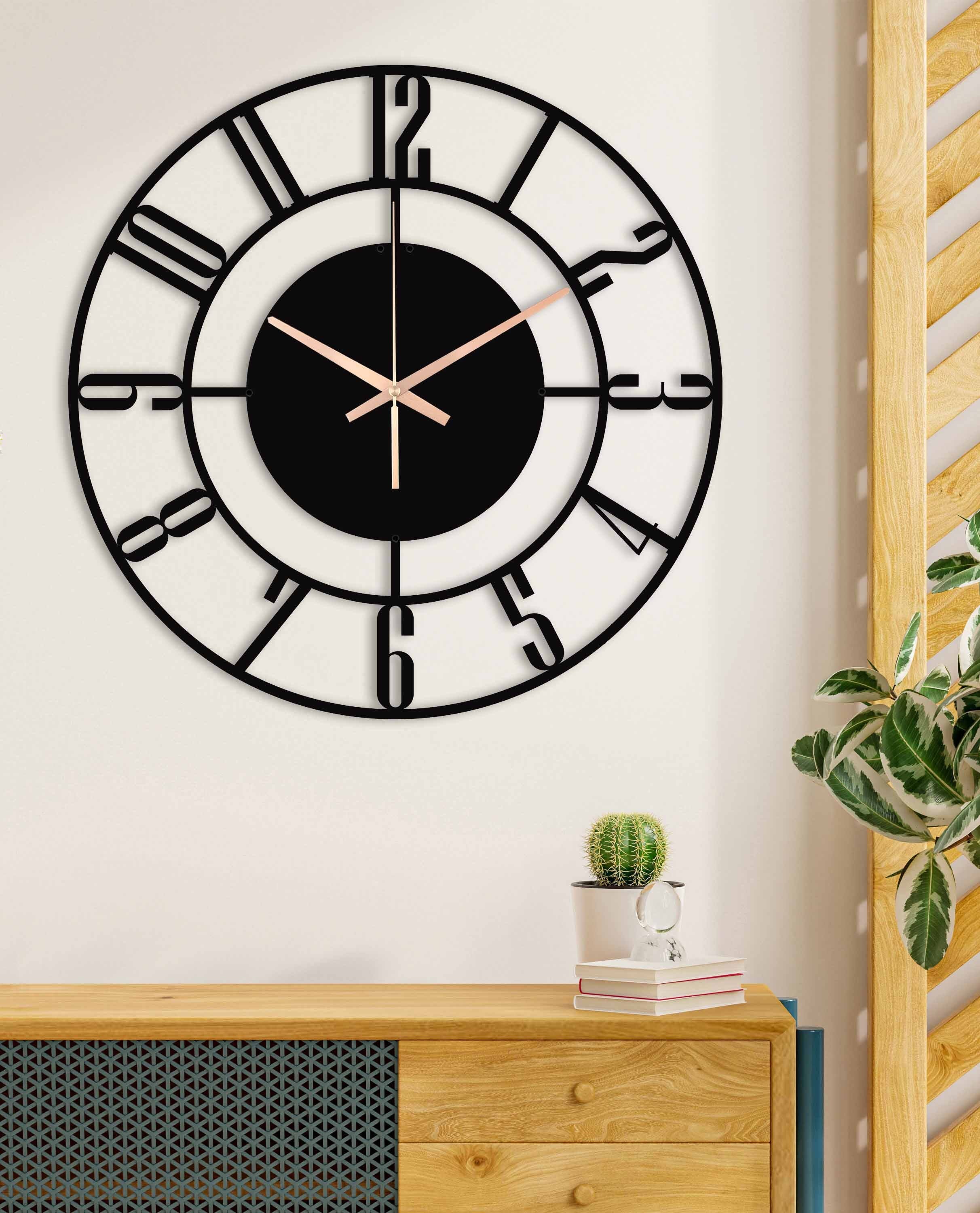 Metal Mantel Clock, Wall Clock, Large Metal Wall Clock, Black Wall Clock Modern Oversized Wall Clock With Numbers, Clocks For Wall