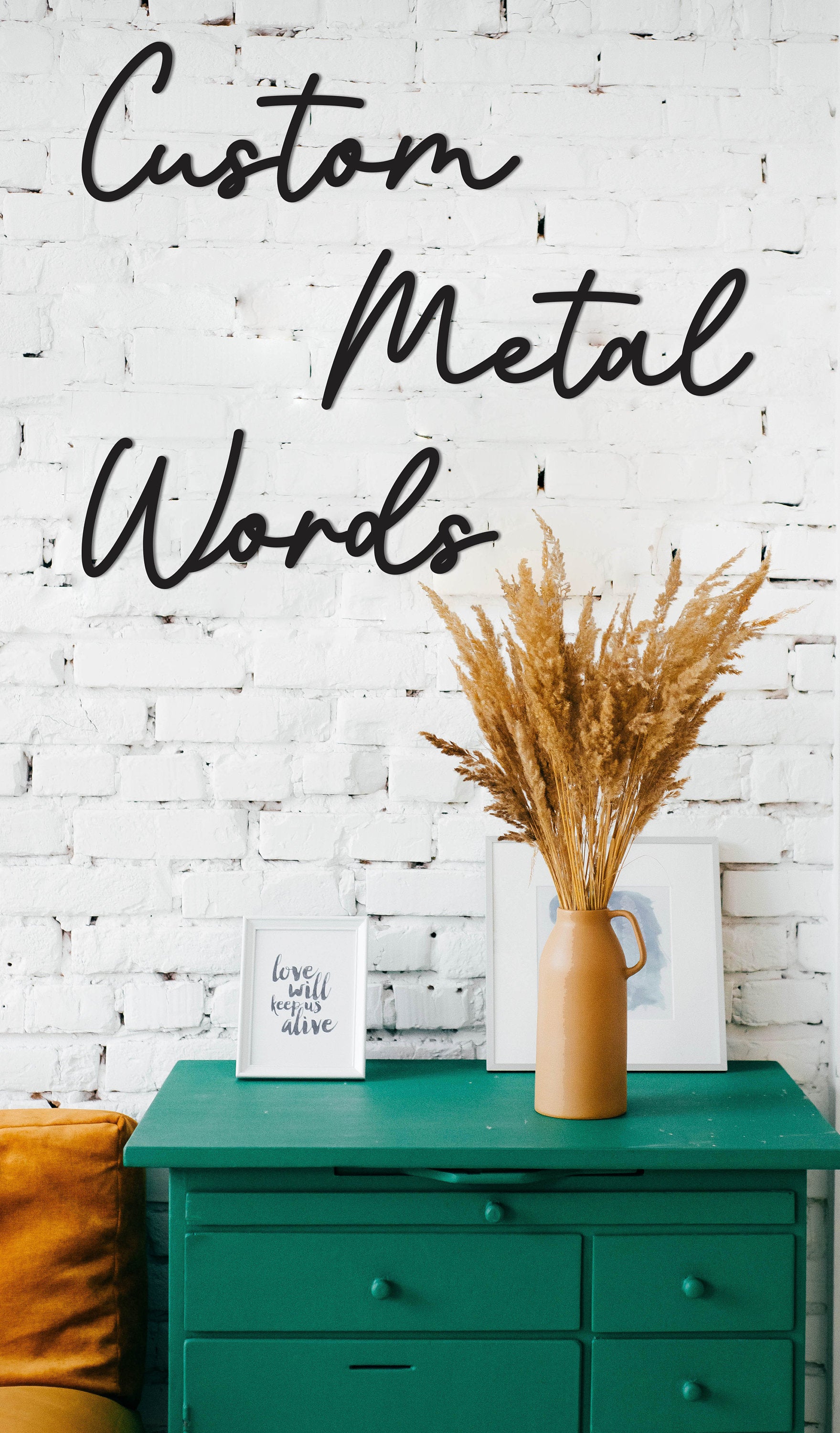 Metal Custom Wall Decor, Custom Metal Gift, Metal Script Words, Personalized Decor, Custom Name Script, Metal Wall Sign
