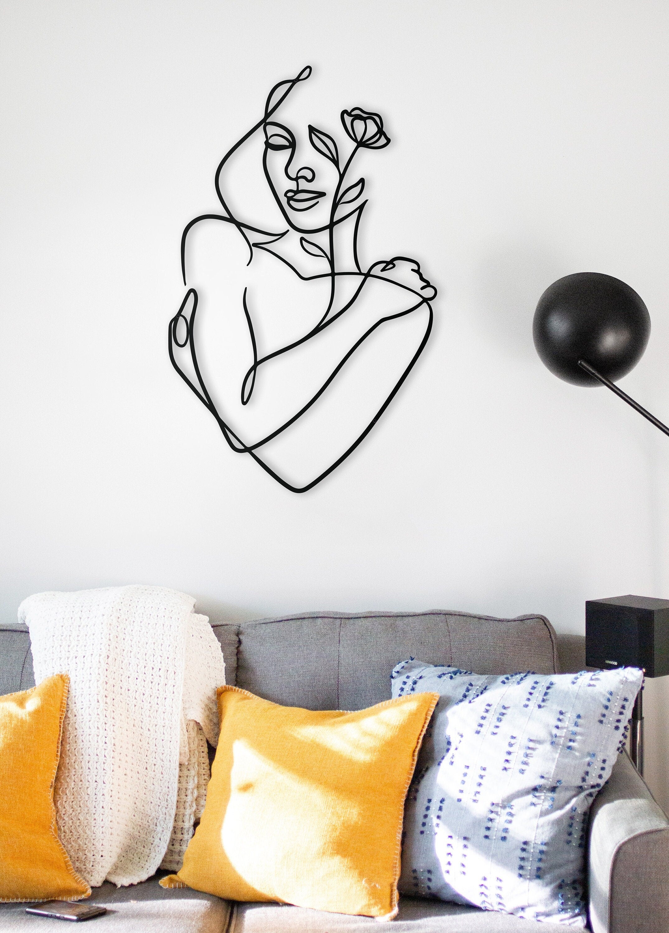 Minimalist Naked Woman Wall Decor, Minimalist Wall Art, Flower Wall Decor, Abstract Wall Decor,  Unique Over The Bed Decor, Home Decore