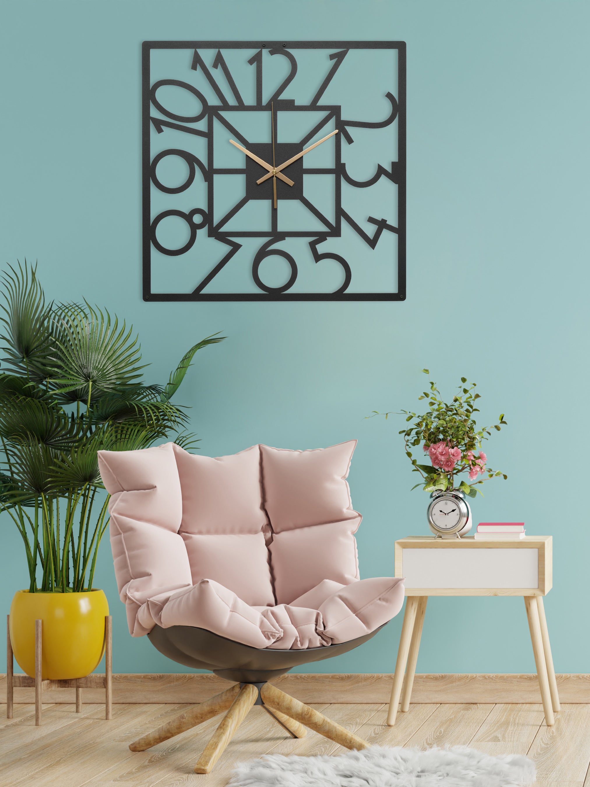 Square Wall Clock With Numbers