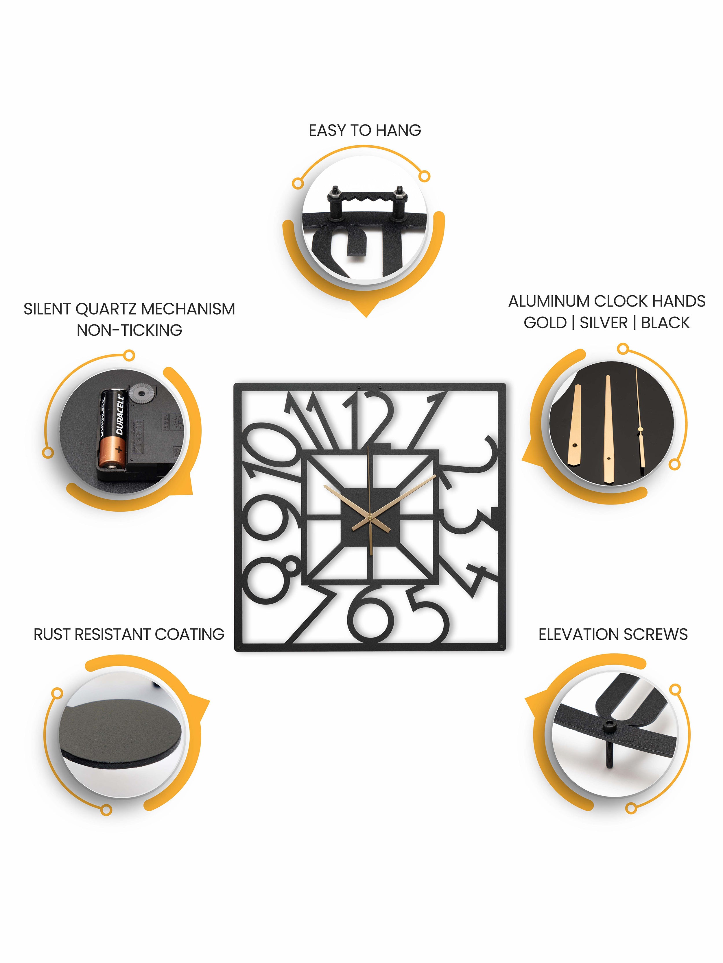 Square Wall Clock With Numbers