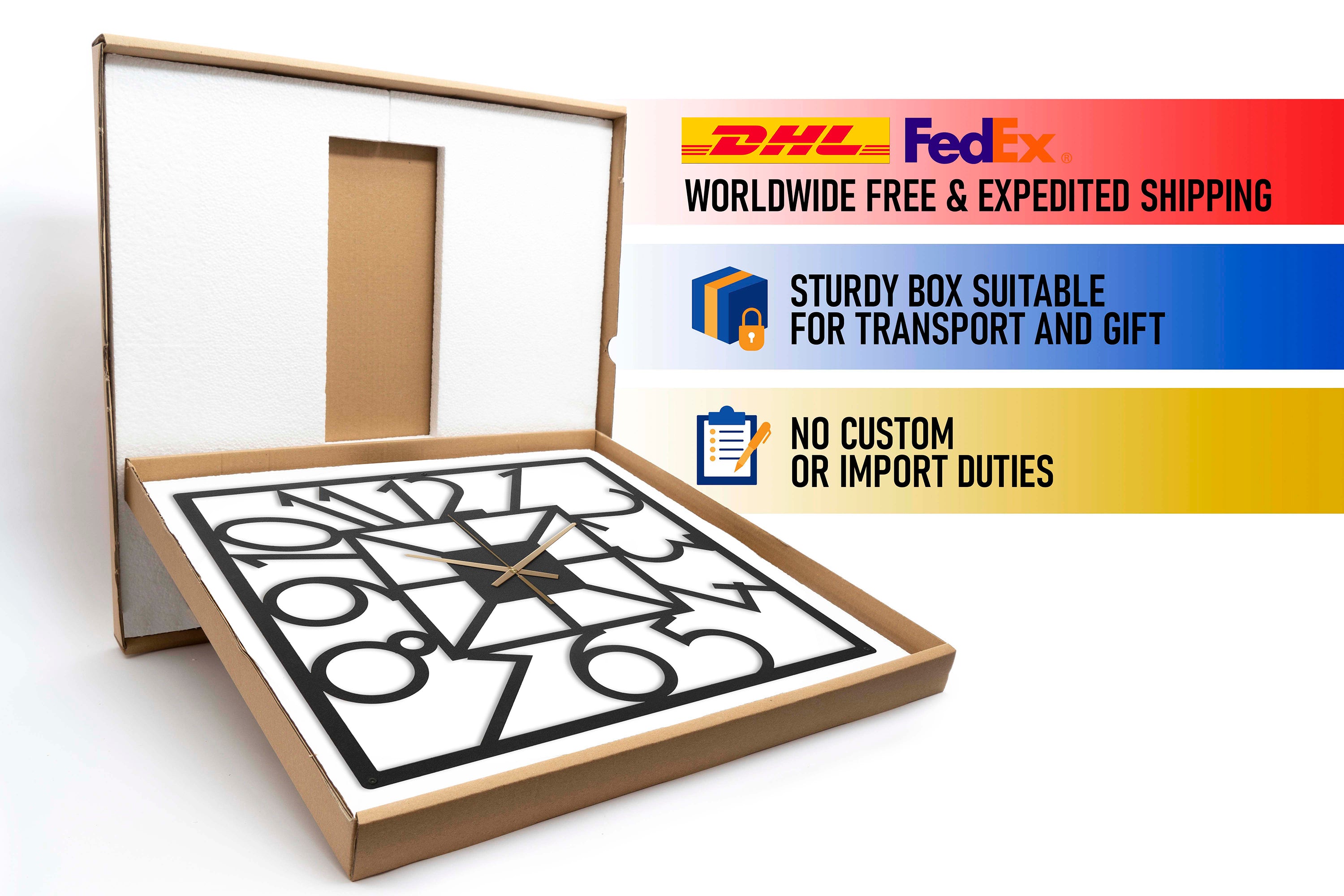 Square Wall Clock With Numbers