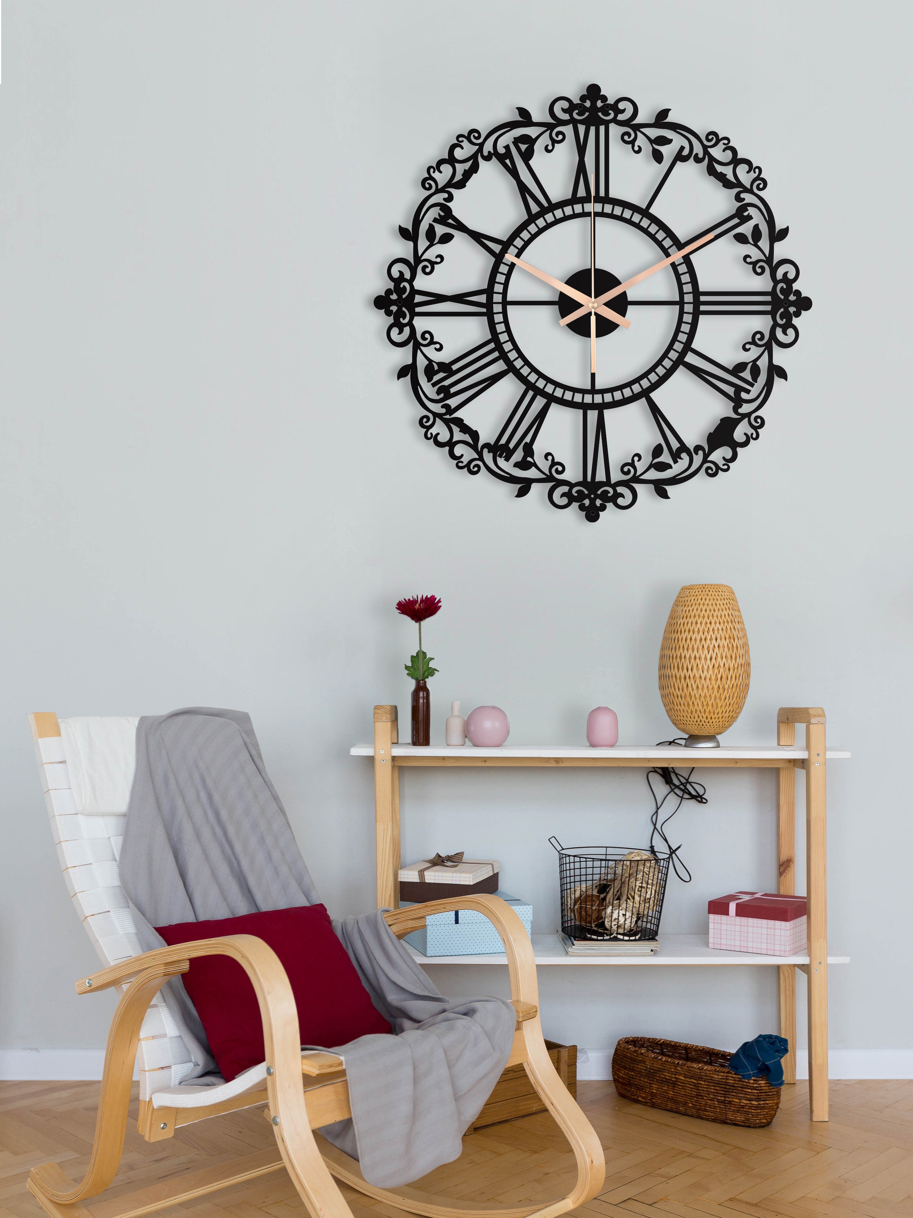 Modern Gold Roman Number Wall Clock