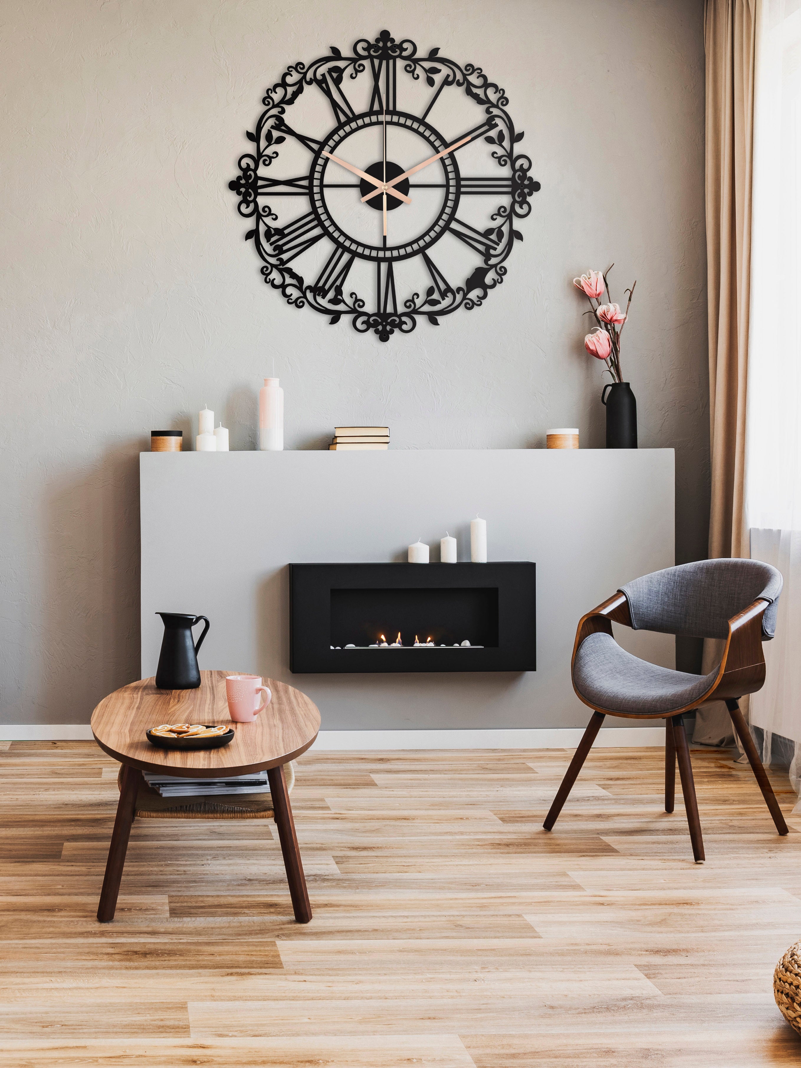 Modern Gold Roman Number Wall Clock